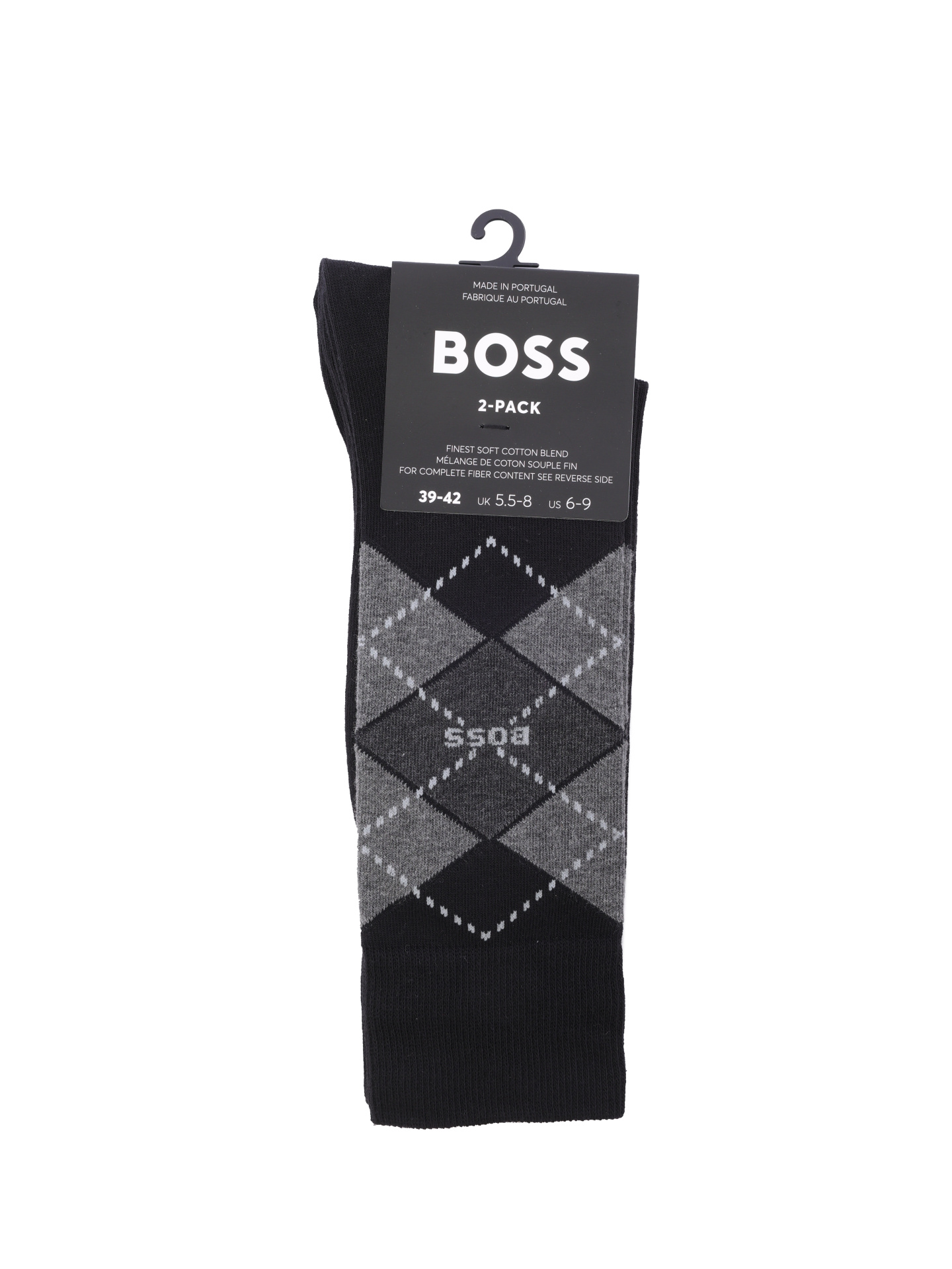 Носки Boss 50478352 001 черные мужские с клеткой-аргайл — купить в интернет-магазине Verdistore