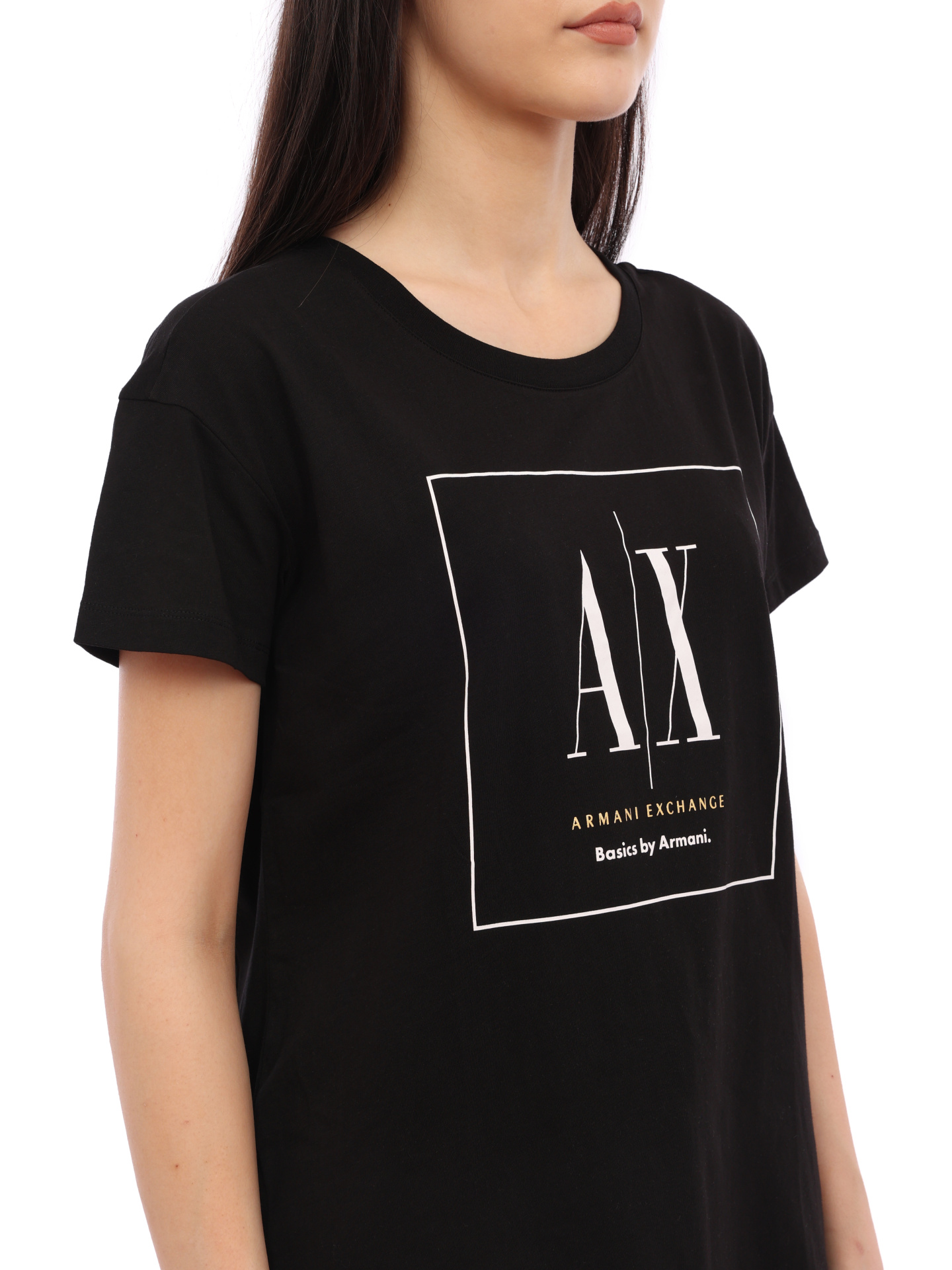 Футболка Armani Exchange 3RYTFL YJ3RZ 1200 черная женская с логотипом — купить в интернет-магазине Verdistore