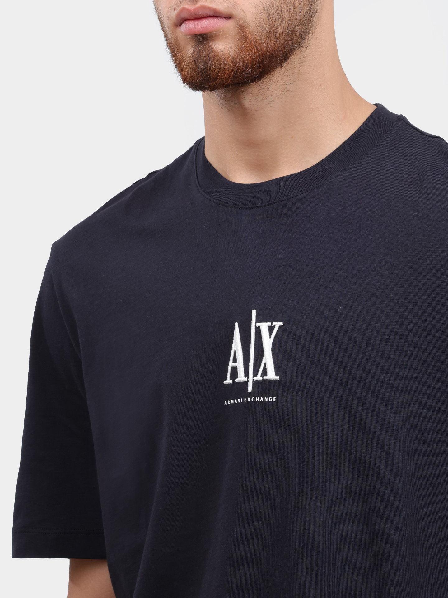 Футболка Armani Exchange XM000363 AF12308 UB101 темно-синяя мужская с логотипом — купить в интернет-магазине Verdistore