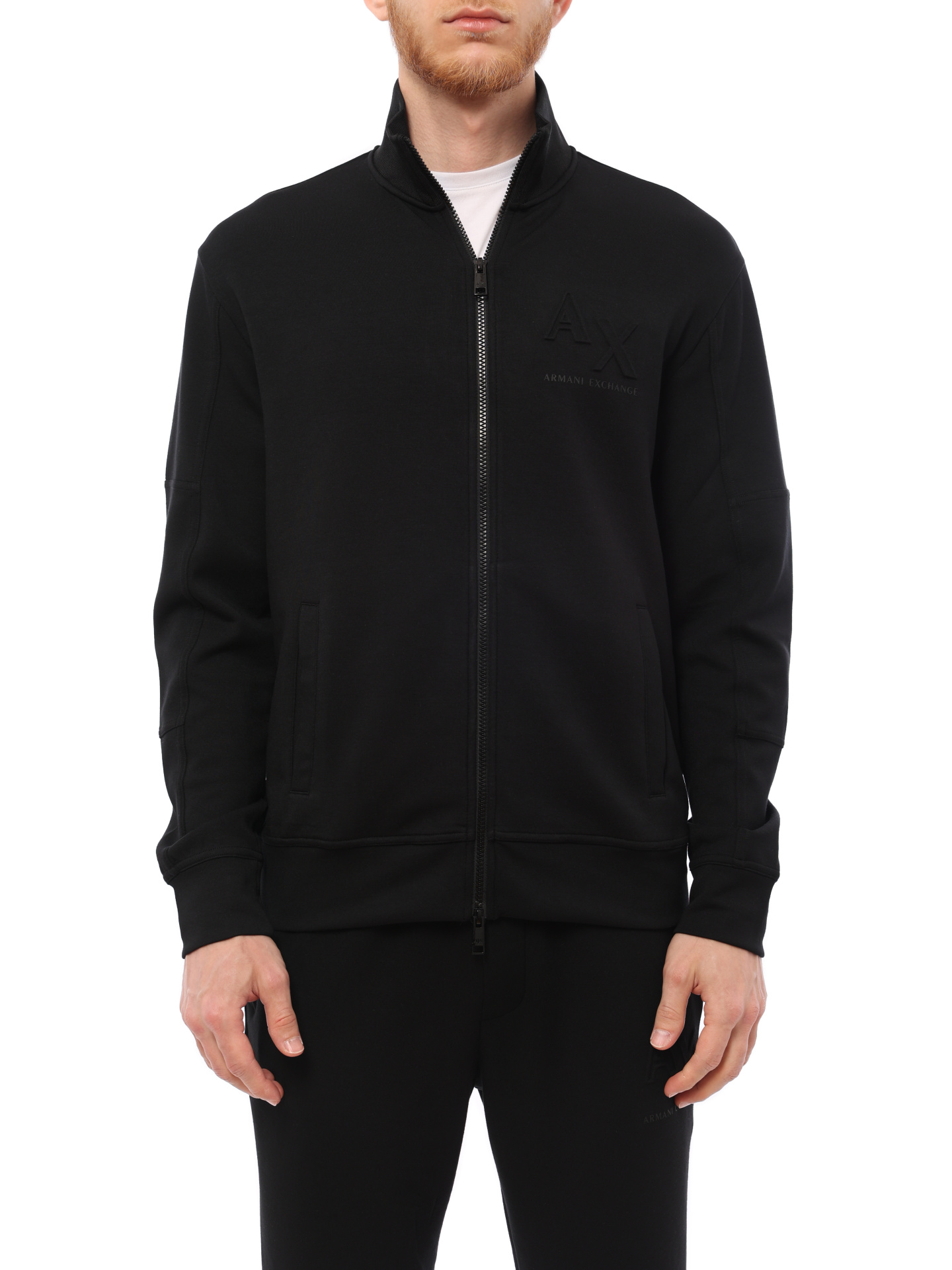 Мастерка Armani Exchange 3RZMHF ZJZDZ 1200 черная мужская с логотипом — купить в интернет-магазине Verdistore