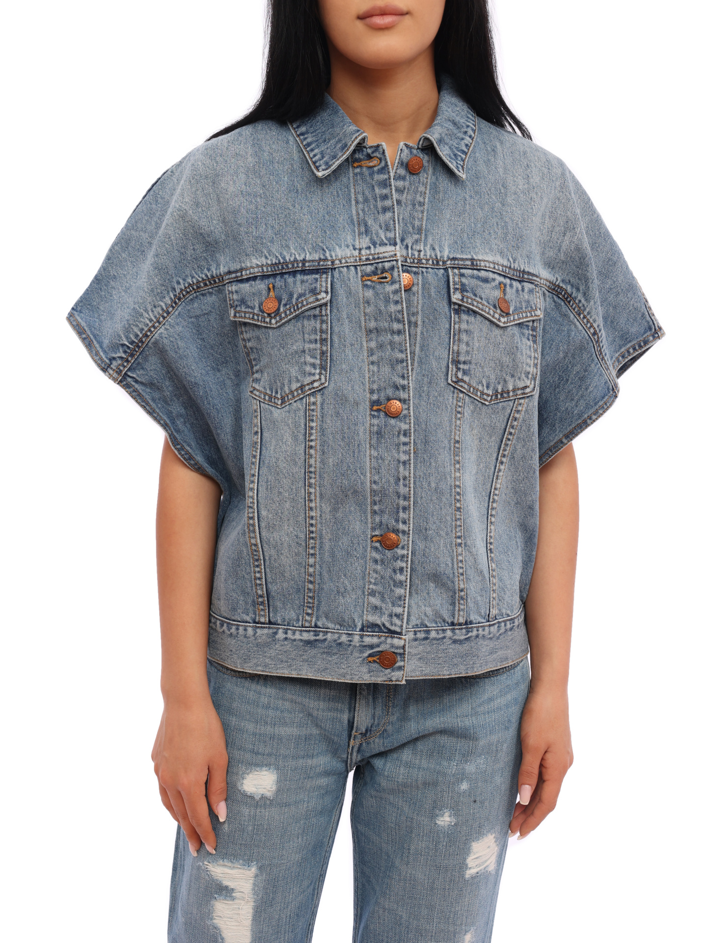 картинка Куртка Armani Exchange 3LYB51 Y1VFZ 1500 джинсовая женская с короткими рукавами от магазина Verdistore