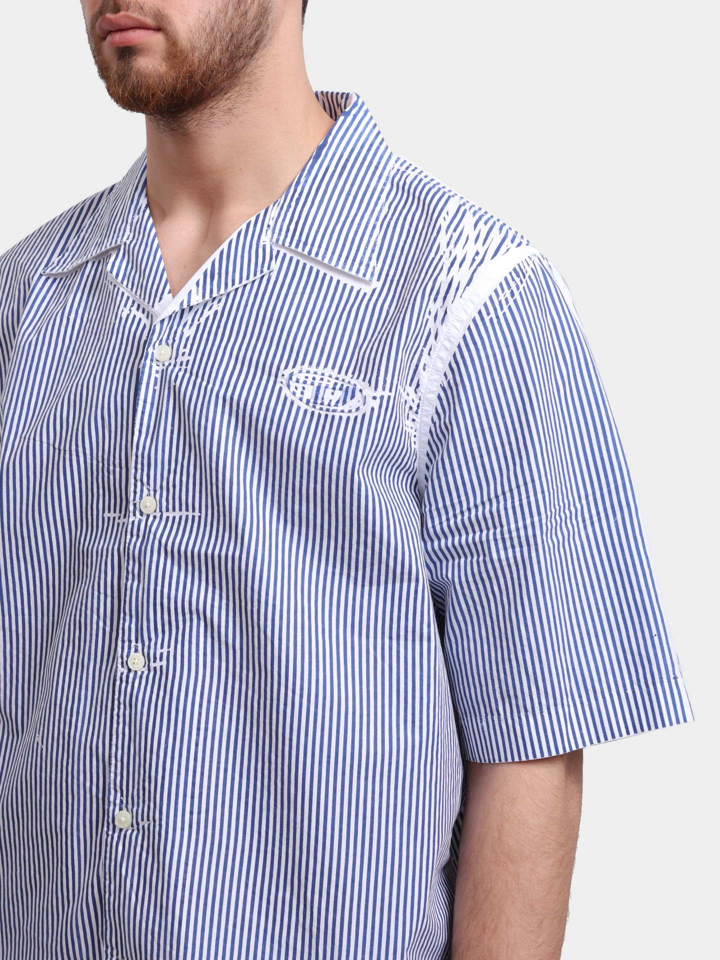 Рубашка Diesel A202090QMBZ8EK хлопковая мужская в полоску — купить в интернет-магазине Verdistore