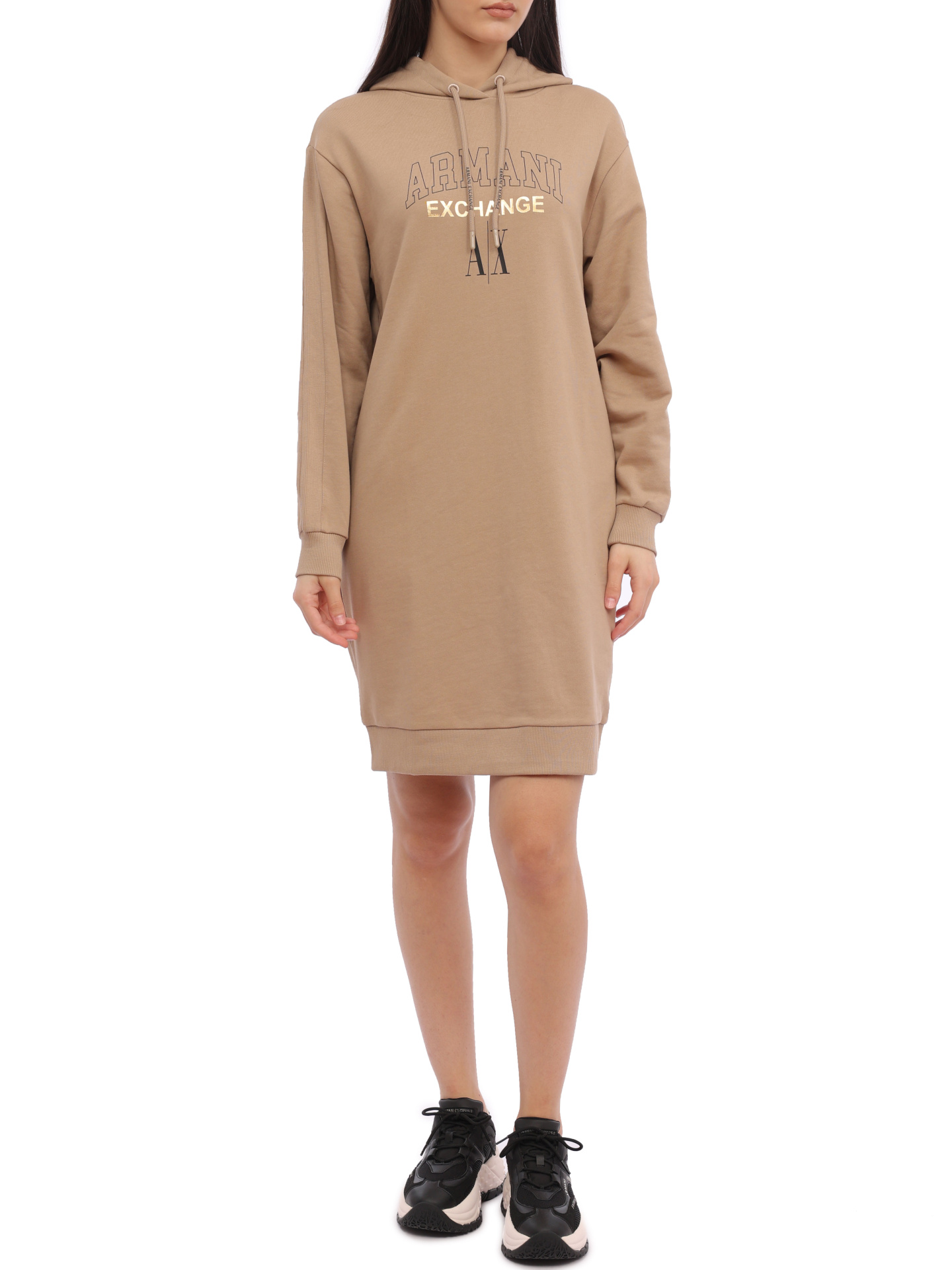 Платье Armani Exchange 6RYA78 YJEBZ 0748 бежевое женское из хлопка — купить в интернет-магазине Verdistore