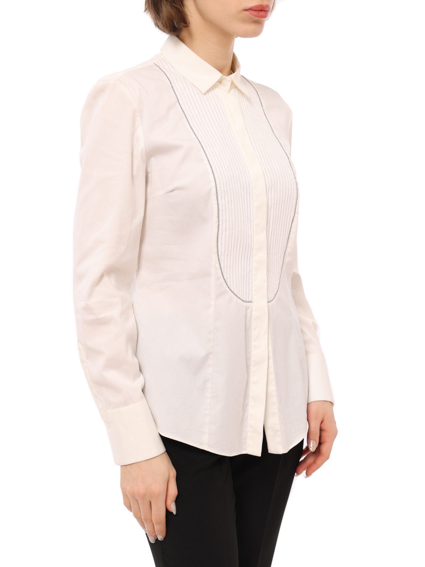 Блузка Brunello Cucinelli M009157M16 белая женская из хлопка — купить в интернет-магазине Verdistore