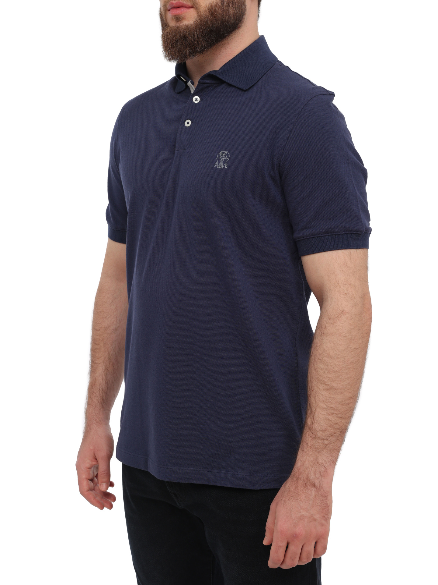 Поло Brunello Cucinelli ME8548765 CYZ74 хлопковое мужское с логотипом — купить в интернет-магазине Verdistore