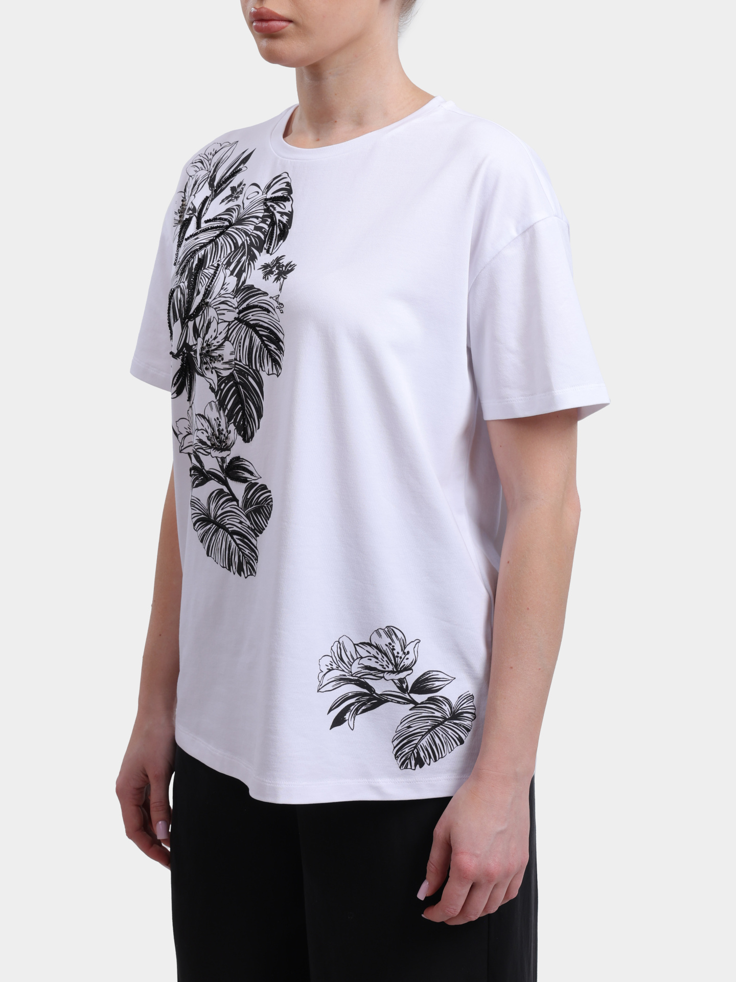 Футболка Liu-Jo BLACK LABEL CA6330 JS088 11111 белая женская с крупным принтом — купить в интернет-магазине Verdistore