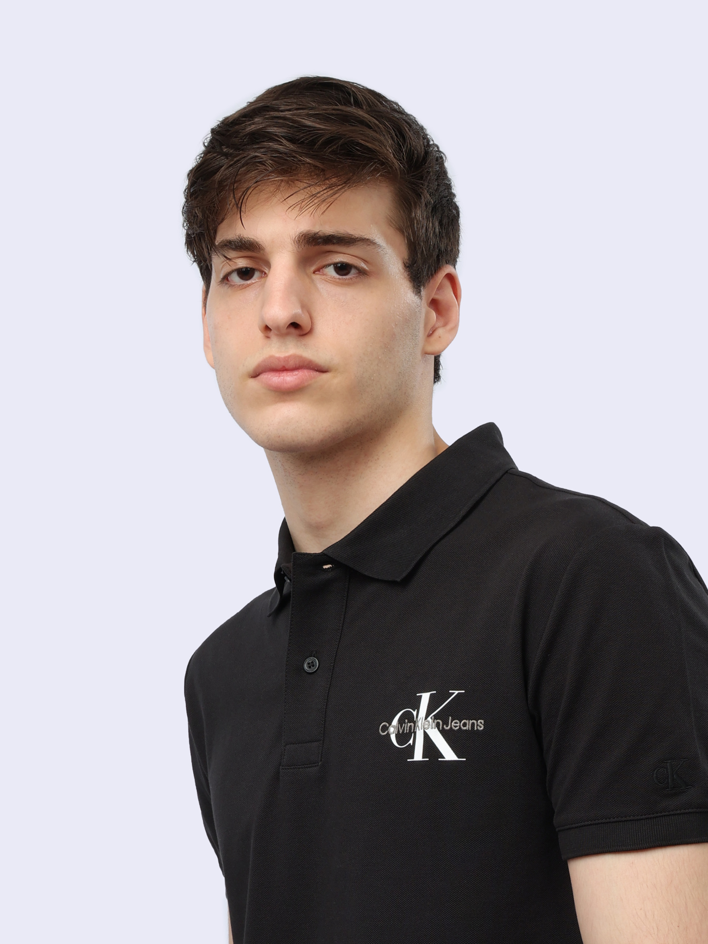 Поло Calvin Klein Jeans J30J323395 черное мужское из хлопка — купить в интернет-магазине Verdistore