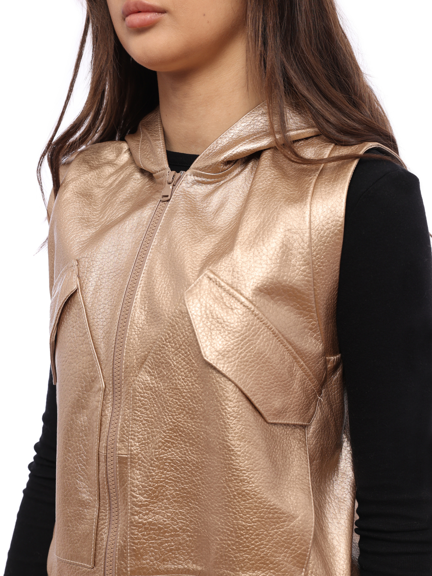 Жилет Brunello Cucinelli MPBUR3236 кожаный женский — купить в интернет-магазине Verdistore