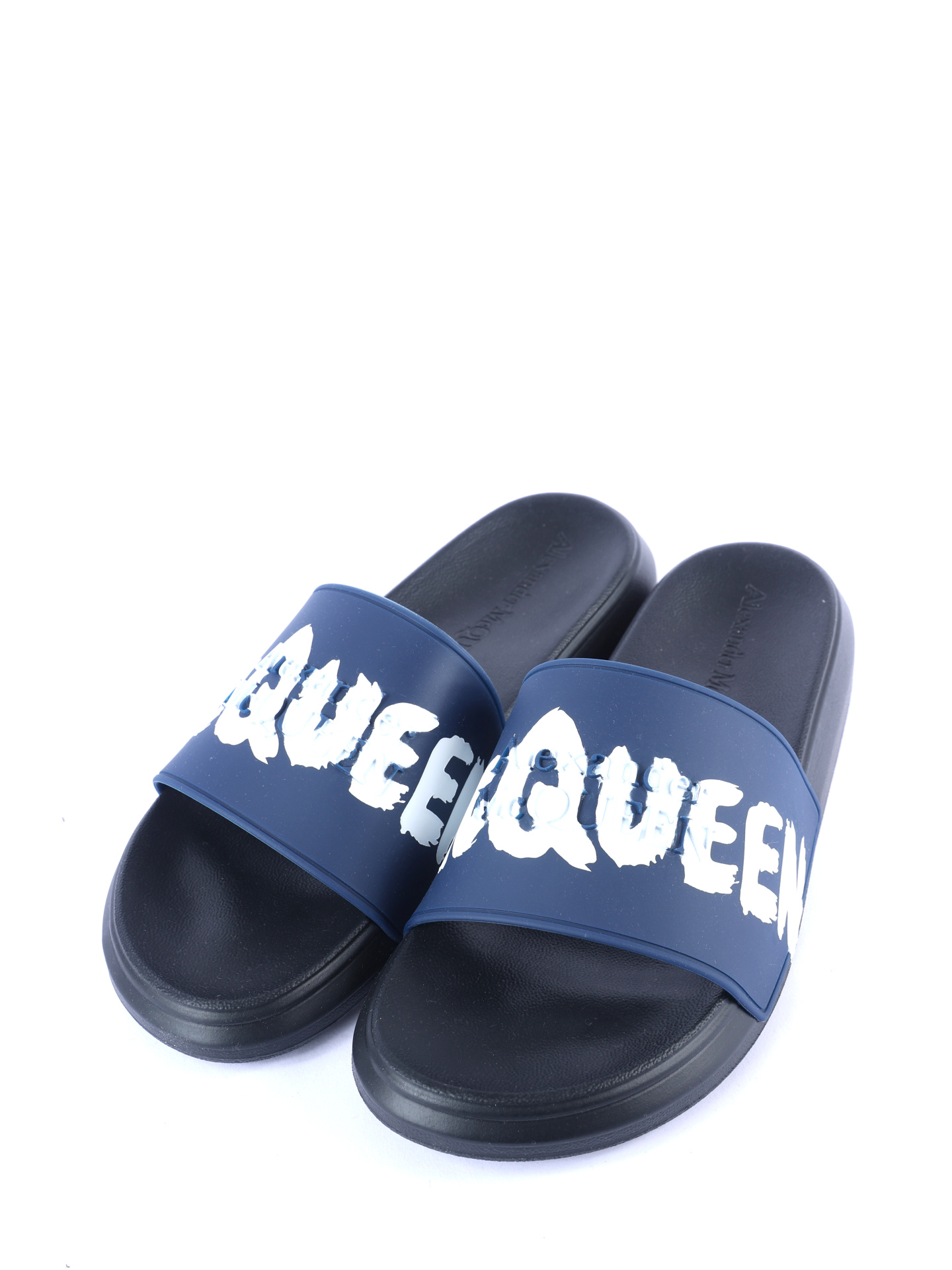 Шлепанцы Alexander McQueen 682490 W4QS3 4478 резиновые мужские темно-синие — купить в интернет-магазине Verdistore