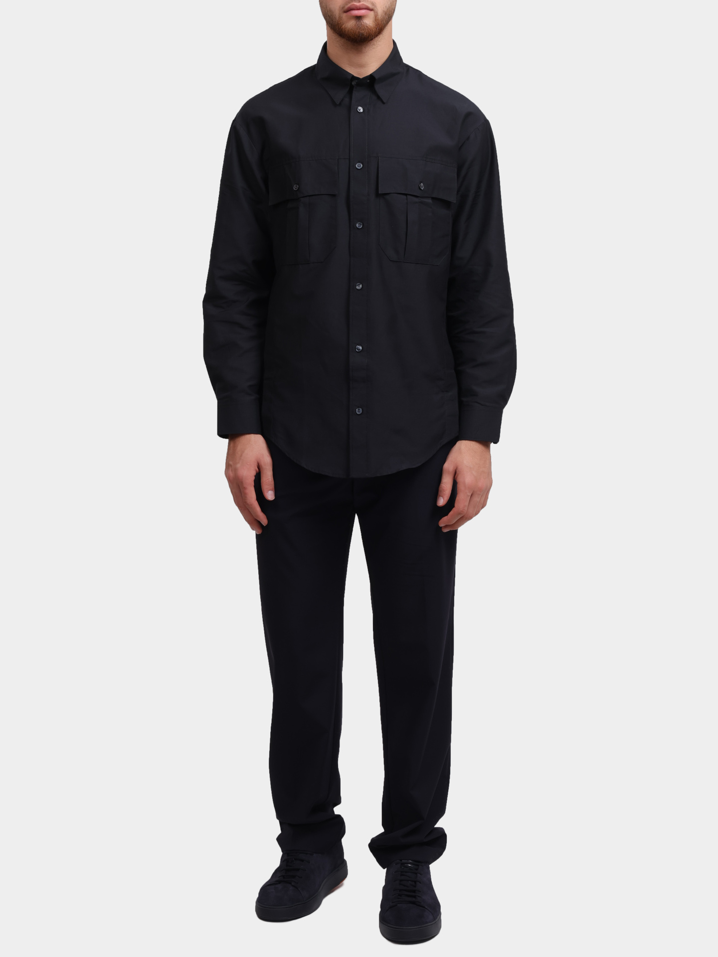 Рубашка Emporio Armani EM001530 AF14190 UC001 темно-синяя мужская — купить в интернет-магазине Verdistore