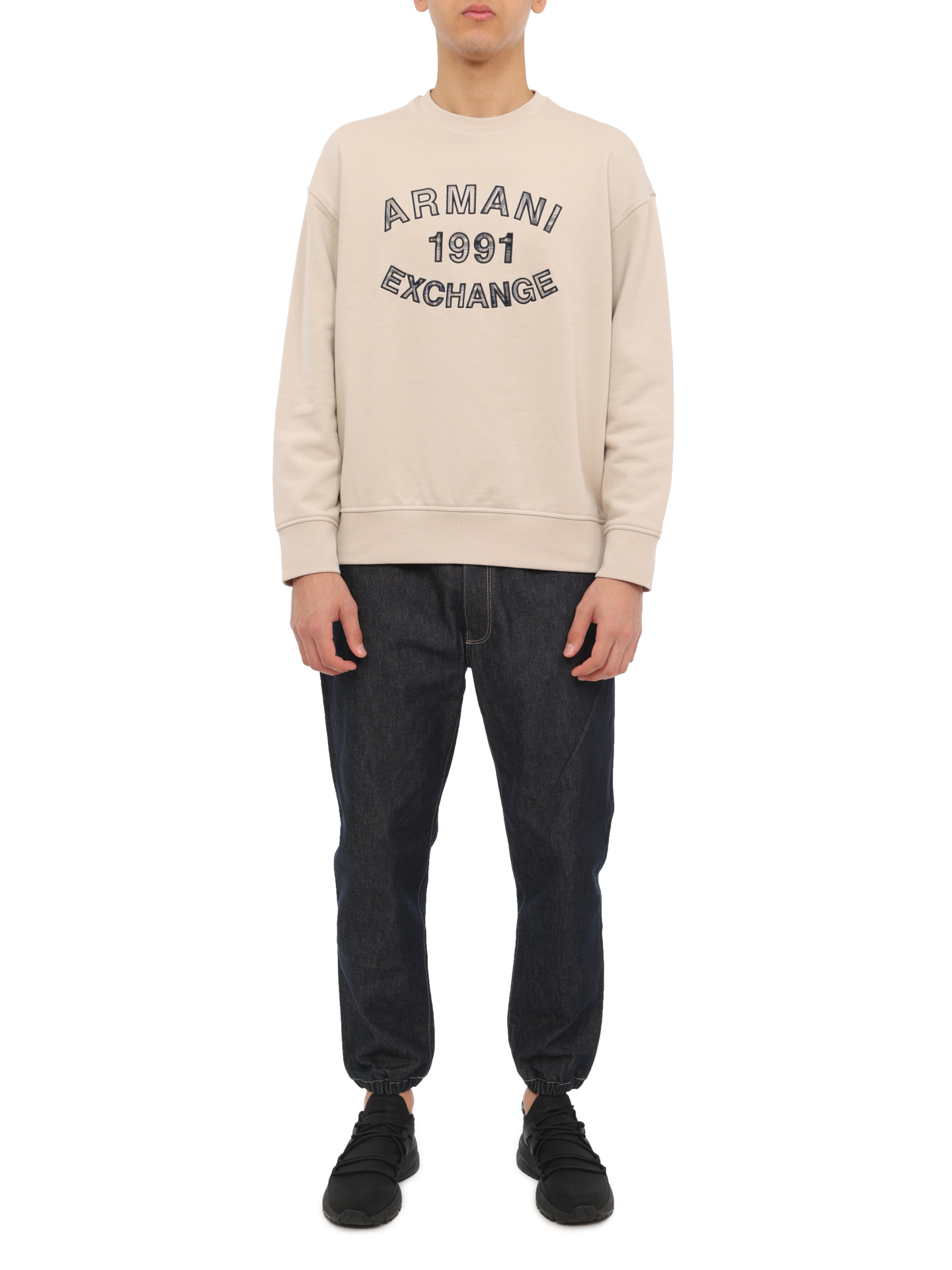Свитшот Armani Exchange 6RZMGA ZJ4XZ 1993 молочный мужской с логотипом — купить в интернет-магазине Verdistore