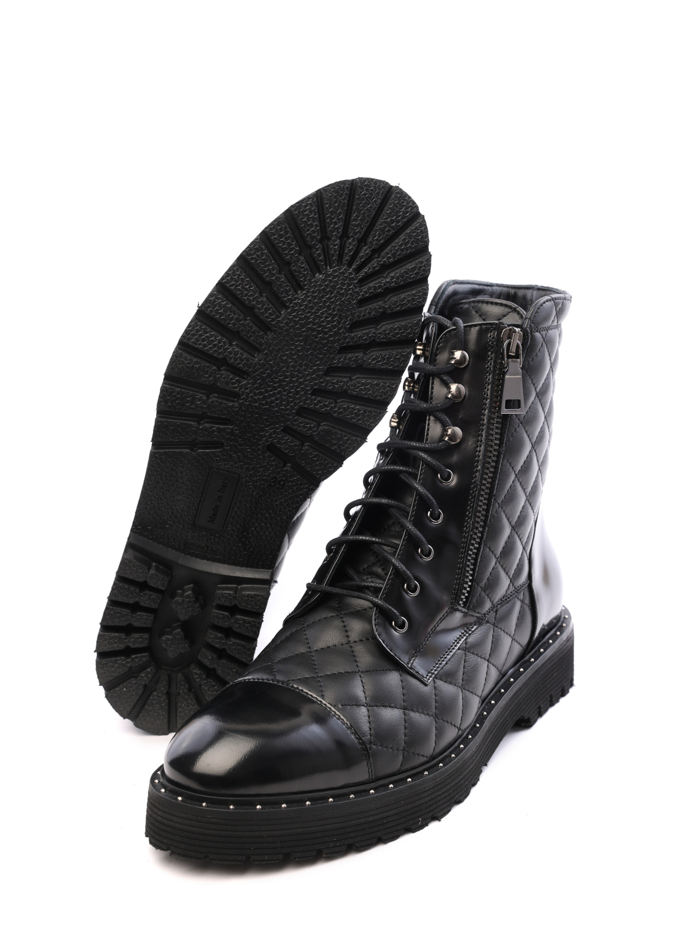 Ботинки Angelo Bervicato B3345 черные женские из стеганой кожи — купить в интернет-магазине Verdistore