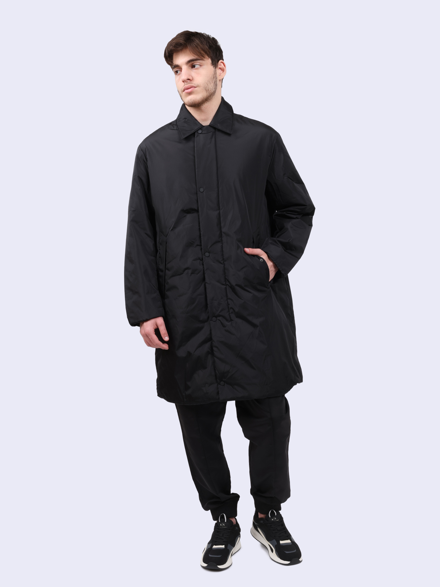 Куртка Armani Exchange 6DZL03 ZN4XZ 1200 черная мужская удлиненная — купить в интернет-магазине Verdistore