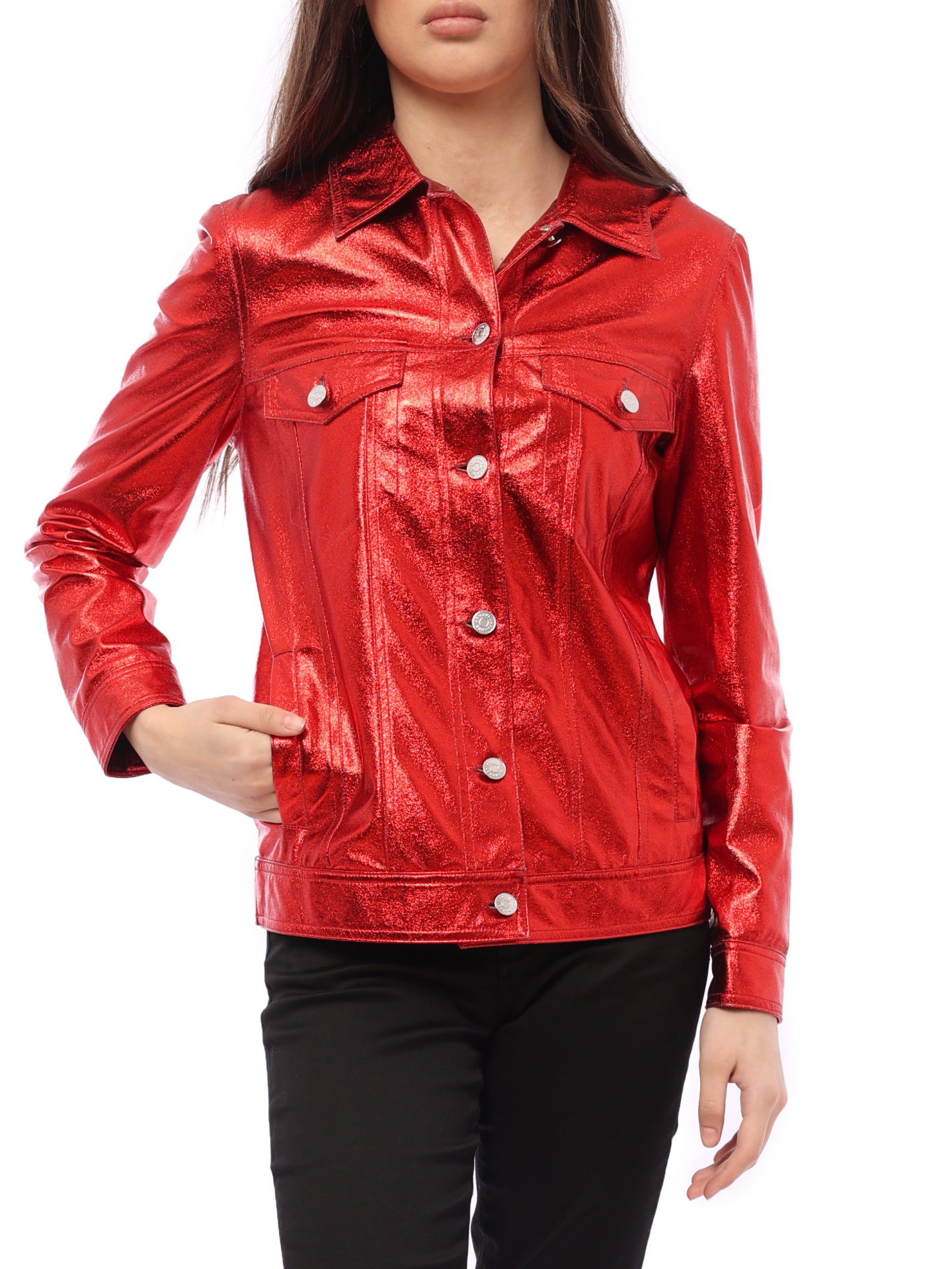 Куртка Armani Exchange 3GYB54 красная женская с металлизированной отделкой — купить в интернет-магазине Verdistore