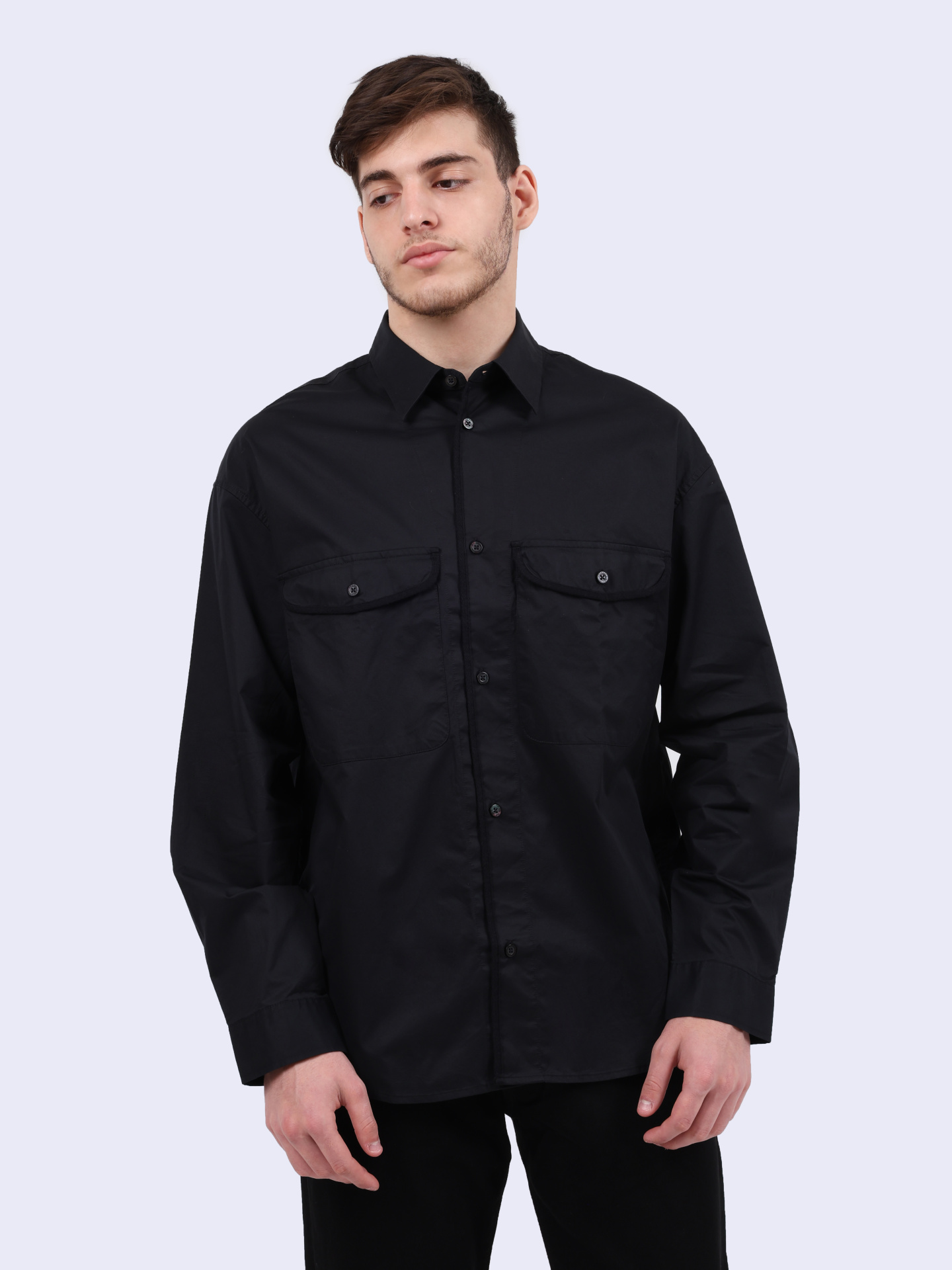 Рубашка Armani Exchange 6DZCL7 ZN3CZ 1200 черная мужская с накладными карманами — купить в интернет-магазине Verdistore