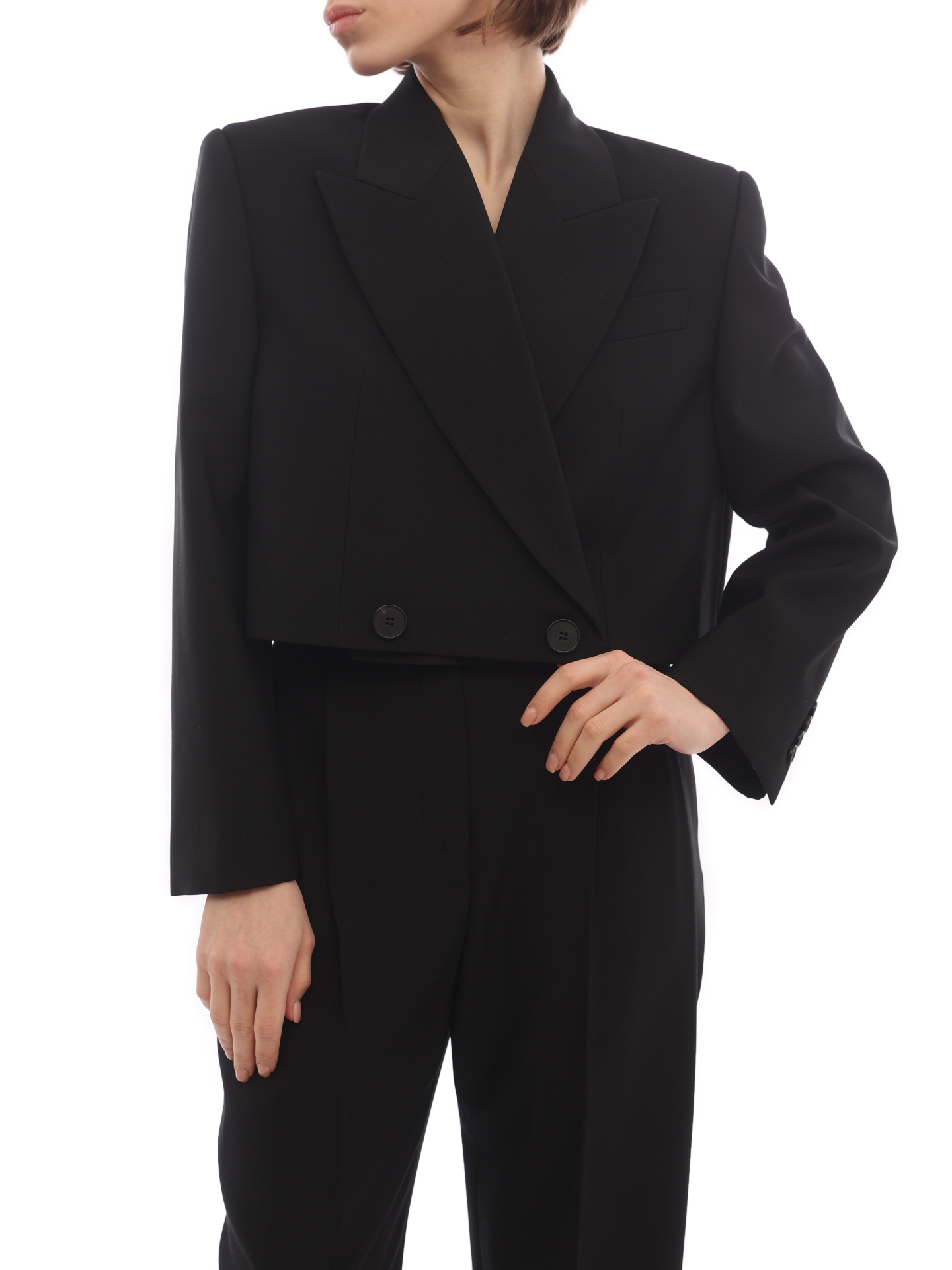 Жакет Alexander McQueen 702145 QJACX 1000 черный женский укороченный — купить в интернет-магазине Verdistore