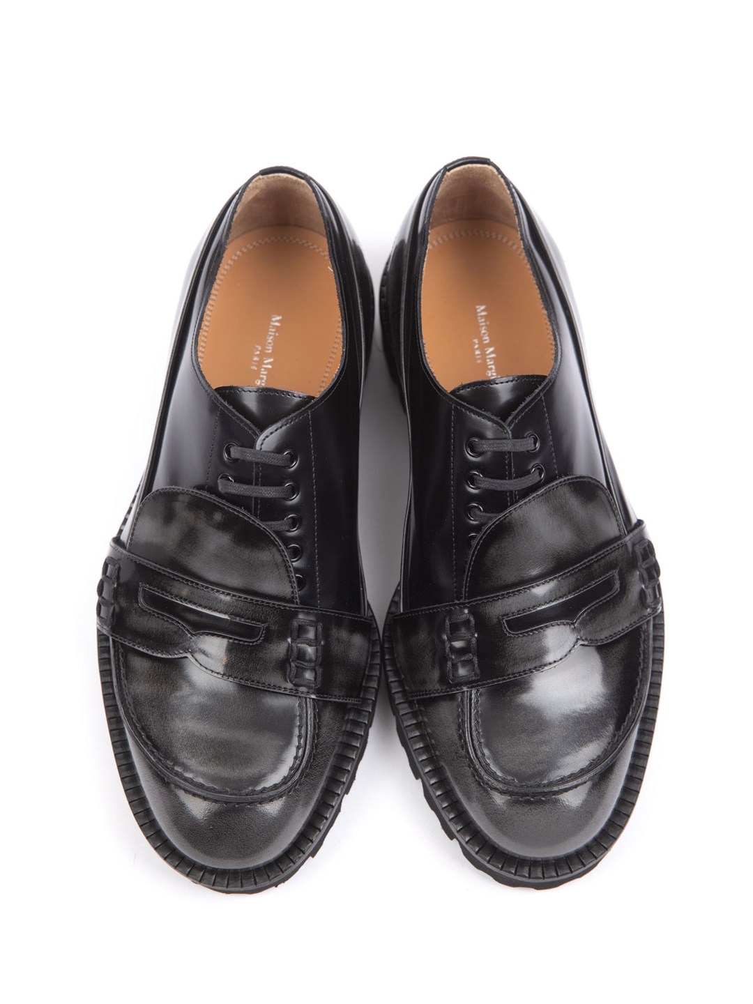 Туфли из черной лакированной кожи на массивной подошве — купить в интернет-магазине Verdistore