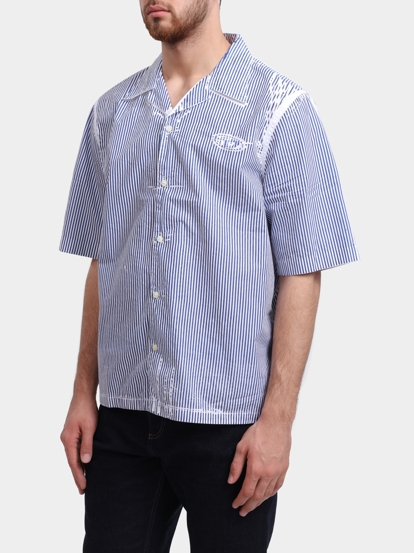 Рубашка Diesel A202090QMBZ8EK хлопковая мужская в полоску — купить в интернет-магазине Verdistore