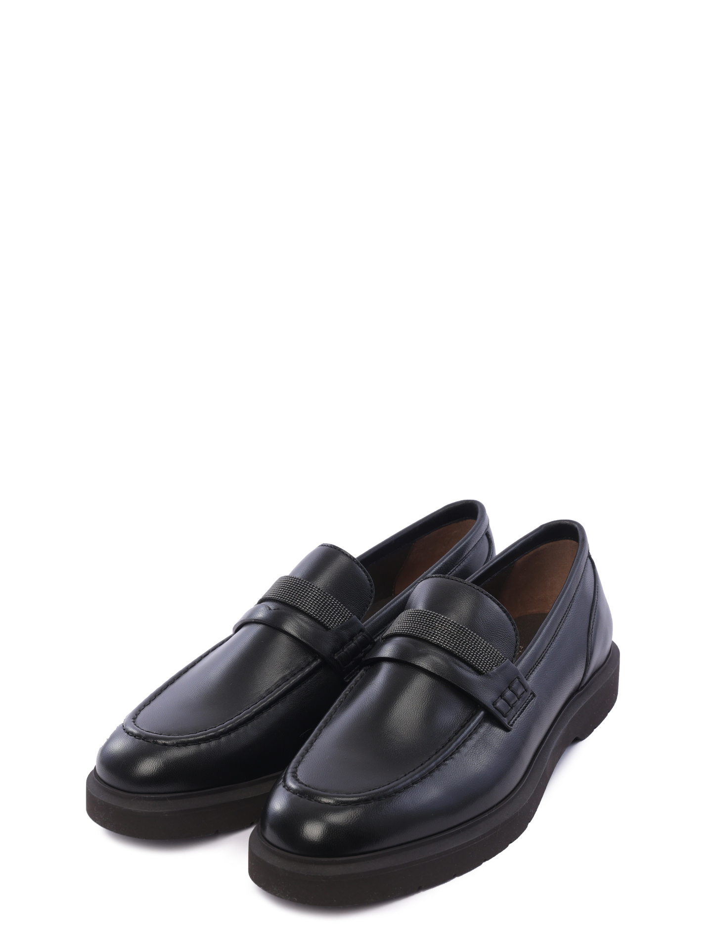 Лоферы Brunello Cucinelli MZNAGB1213 C101 черные женские из кожи — купить в интернет-магазине Verdistore