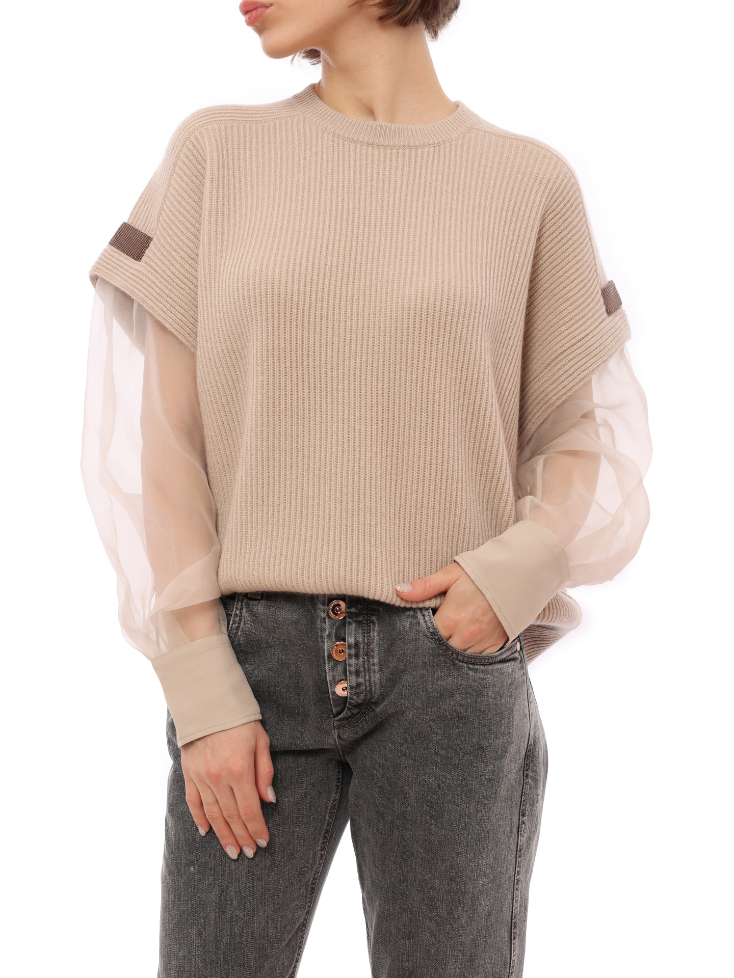 Джемпер Brunello Cucinelli M12753800 C8539 бежевый женский — купить в интернет-магазине Verdistore