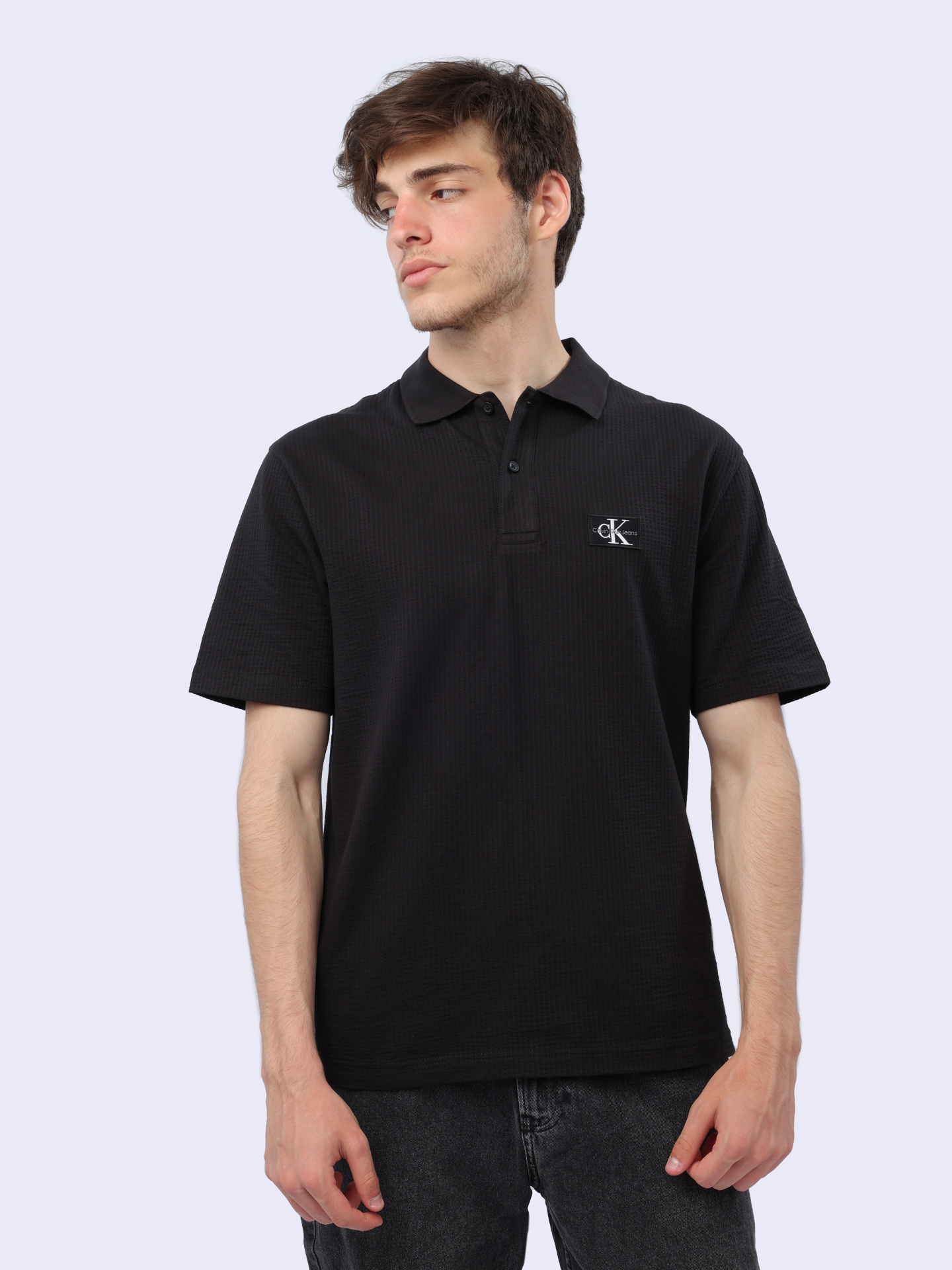 Поло Calvin Klein Jeans J30J325433 черное мужское из хлопка — купить в интернет-магазине Verdistore