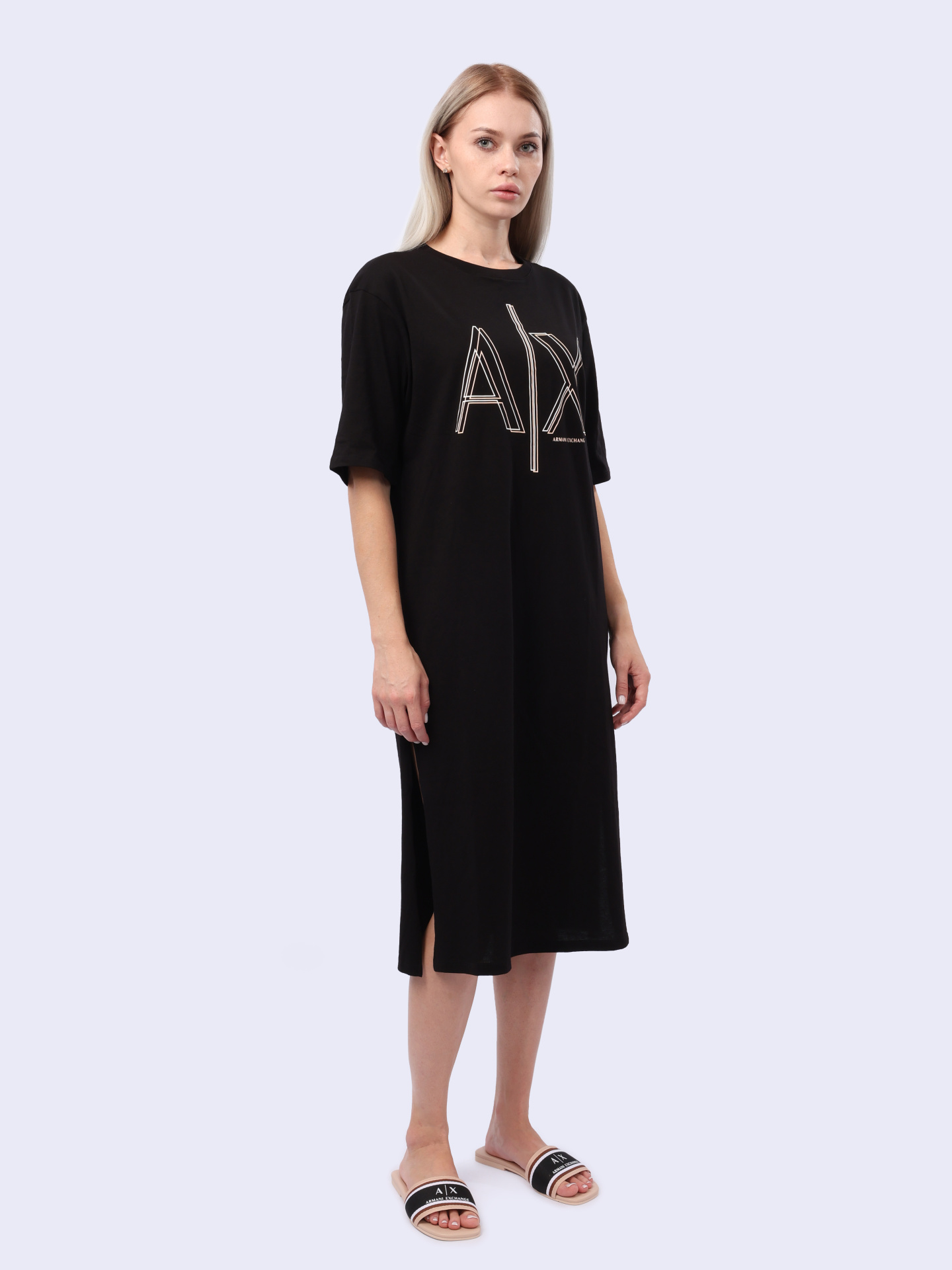 Платье Armani Exchange 3DYA70 YJ3RZ 1200 черное женское из хлопка — купить в интернет-магазине Verdistore