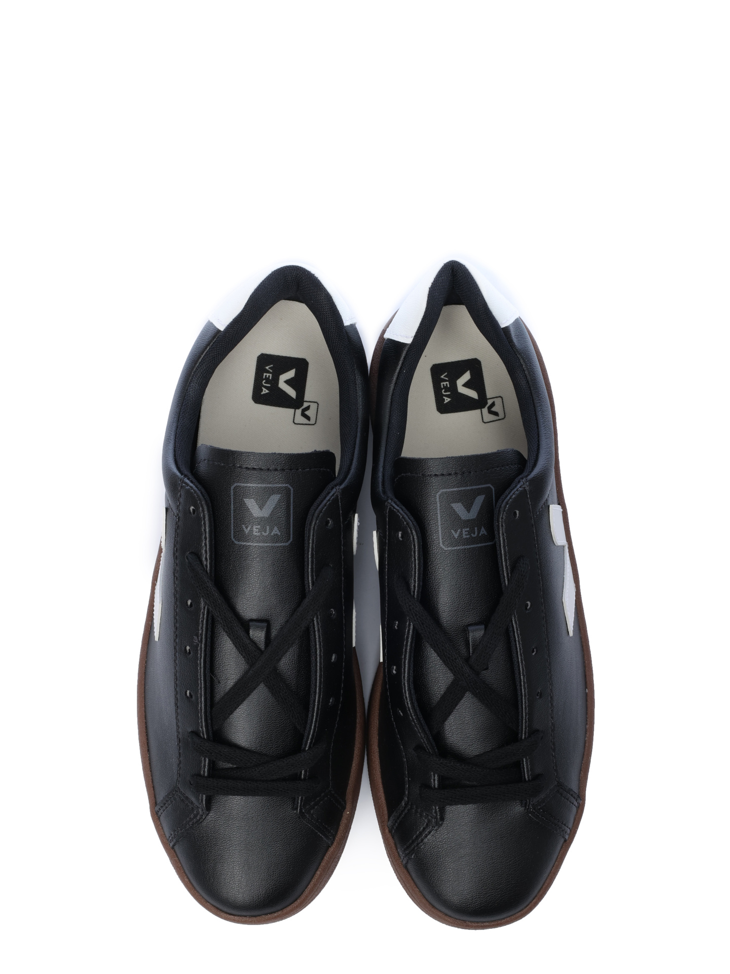 Кеды черные с крупным белым логотипом кожаные на коричневой подошве — купить в интернет-магазине Verdistore