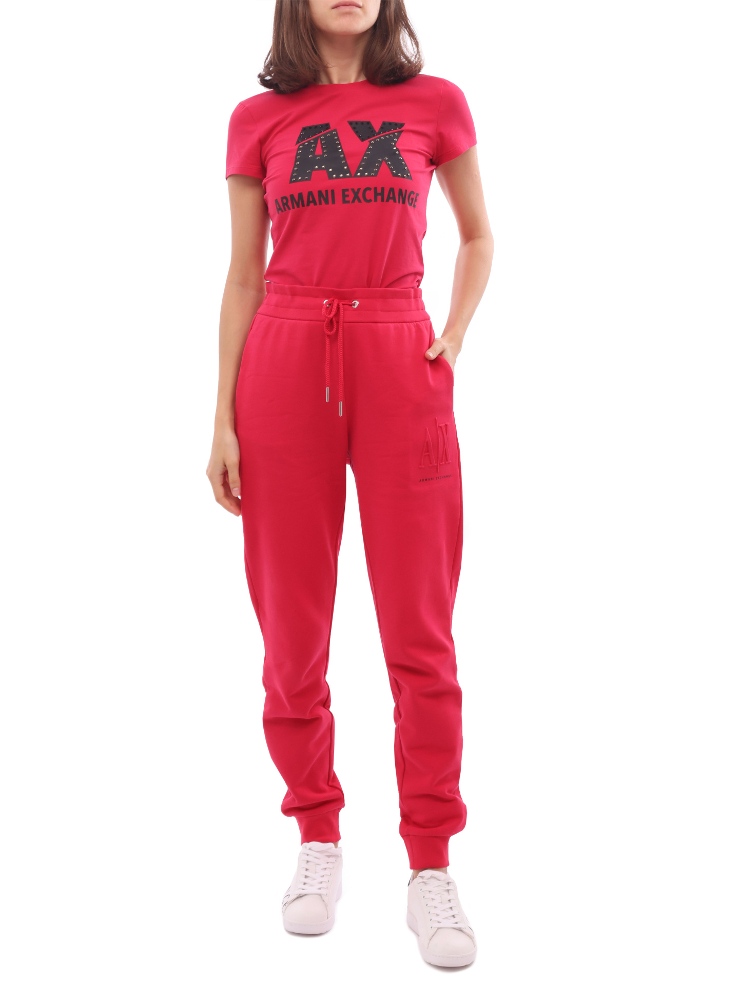 картинка Брюки спортивные Armani Exchange 8NYPFX YJ68Z 1492 красные женские с манжетами от магазина Verdistore