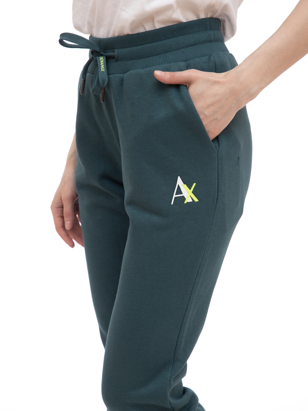 Брюки спортивные Armani Exchange 3KYP78 YJ9HZ зеленые женские с логотипом — купить в интернет-магазине Verdistore