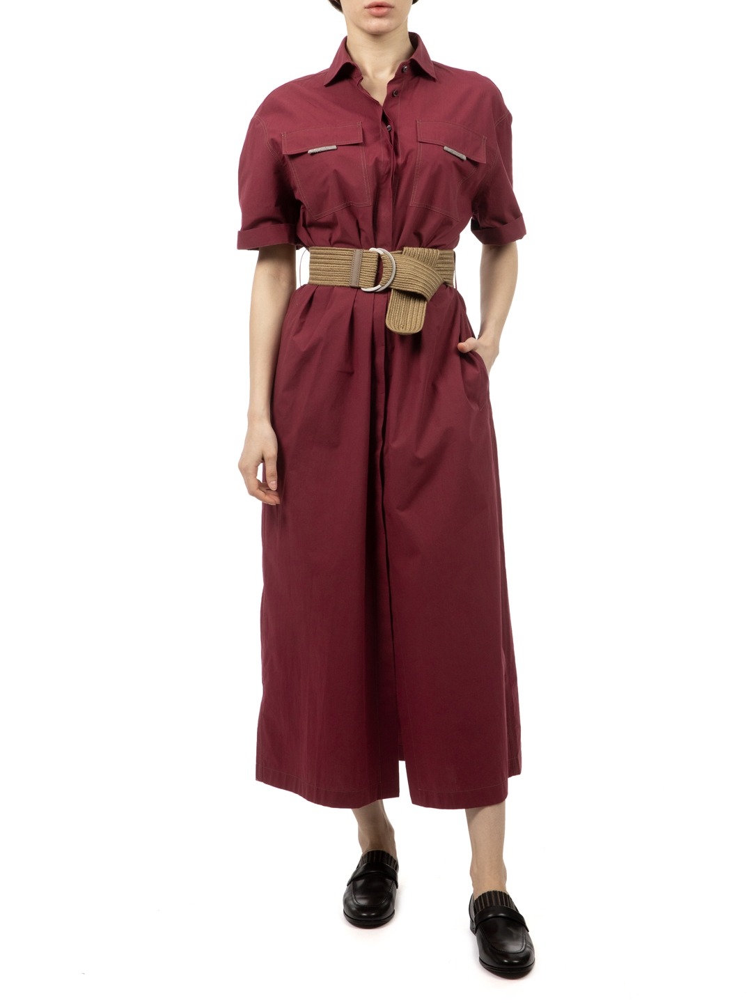Платье Brunello Cucinelli MH127AFM24 C9488 хлопковое женское с поясом — купить в интернет-магазине Verdistore