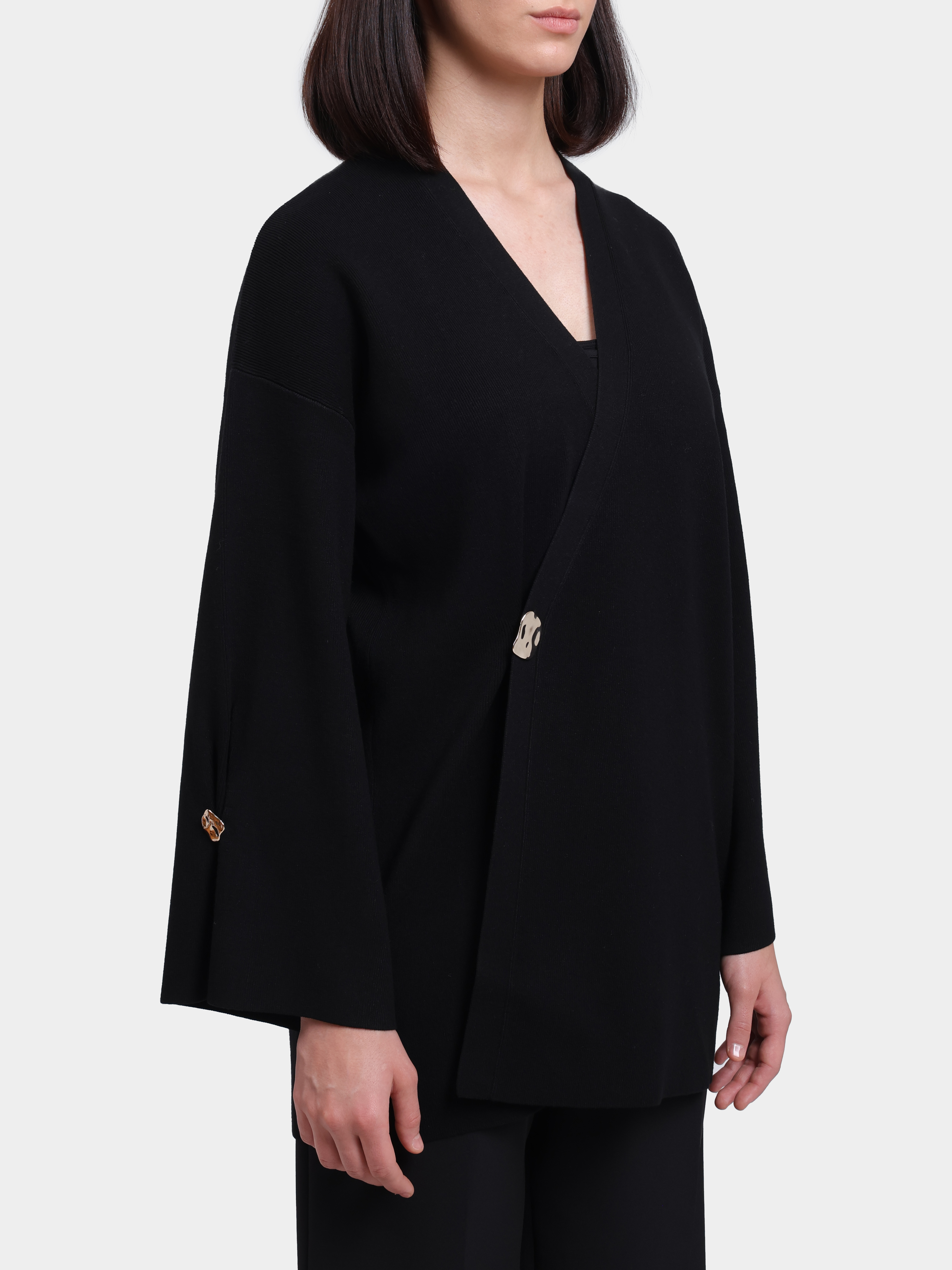 Кардиган Liu-Jo BLACK LABEL CF6091 MS99E 22222 черный женский с крупным золотыми пуговицами — купить в интернет-магазине Verdistore