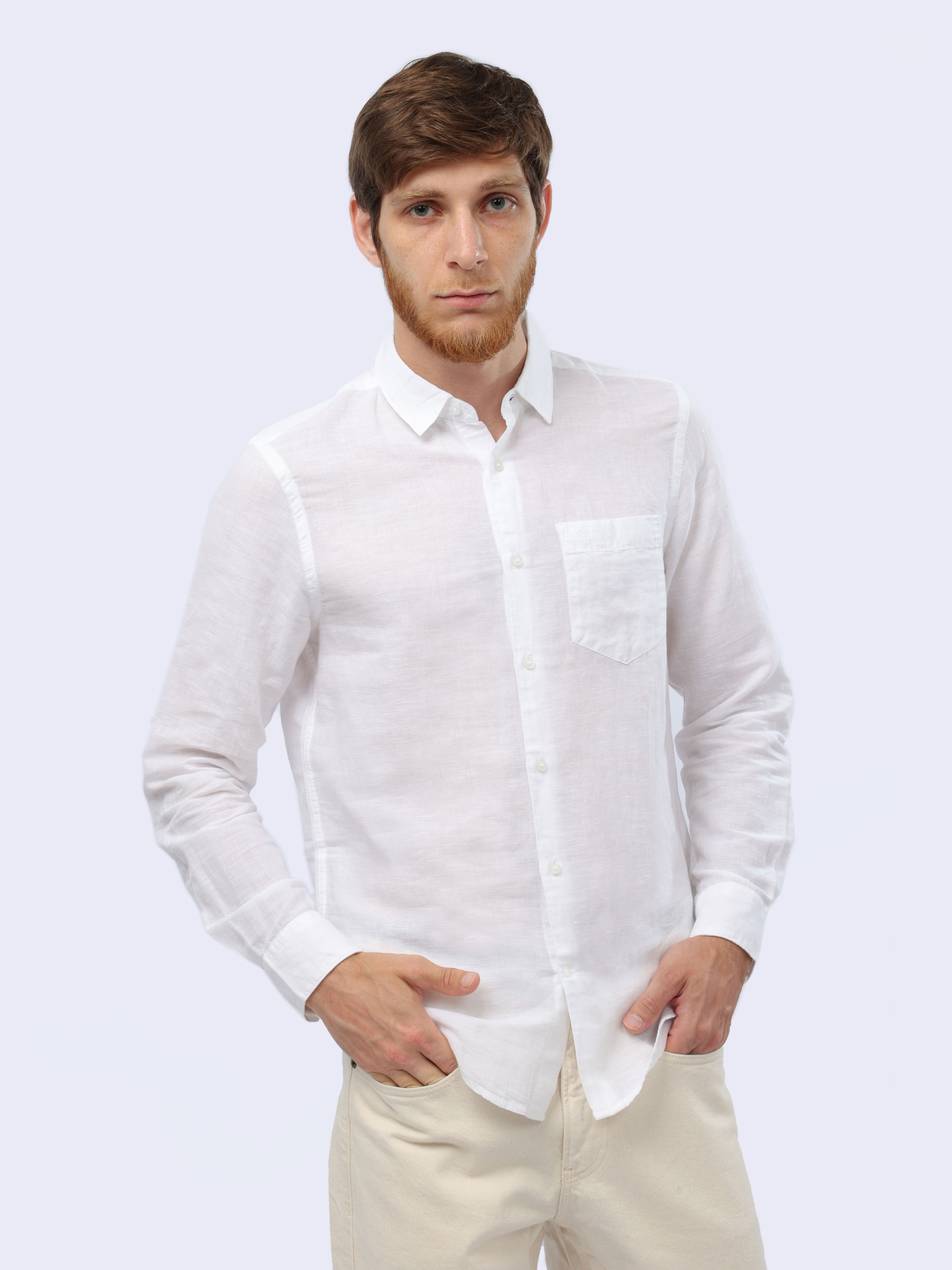 Рубашка Calvin Klein K10K108664 белая мужская — купить в интернет-магазине Verdistore