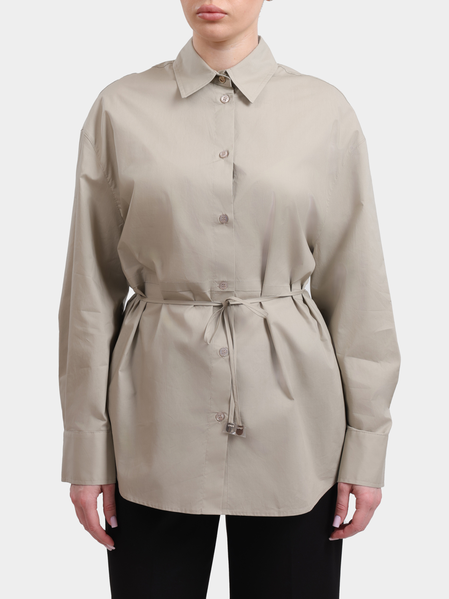 Рубашка Liu-Jo WHITE LABEL WA6324 T4853 61107 бежевая женская прямого кроя с поясом — купить в интернет-магазине Verdistore