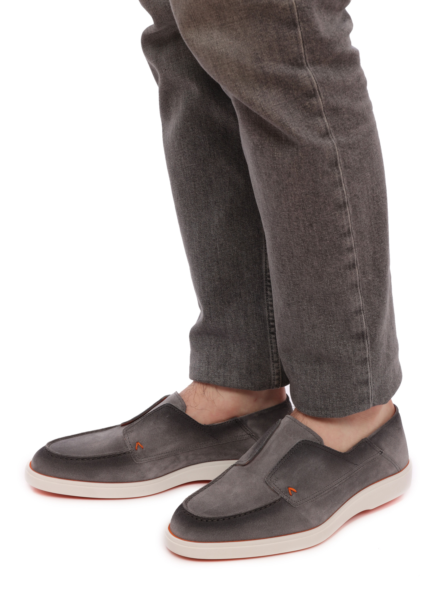 Лоферы замшевые серые на белой подошве — купить в интернет-магазине Verdistore