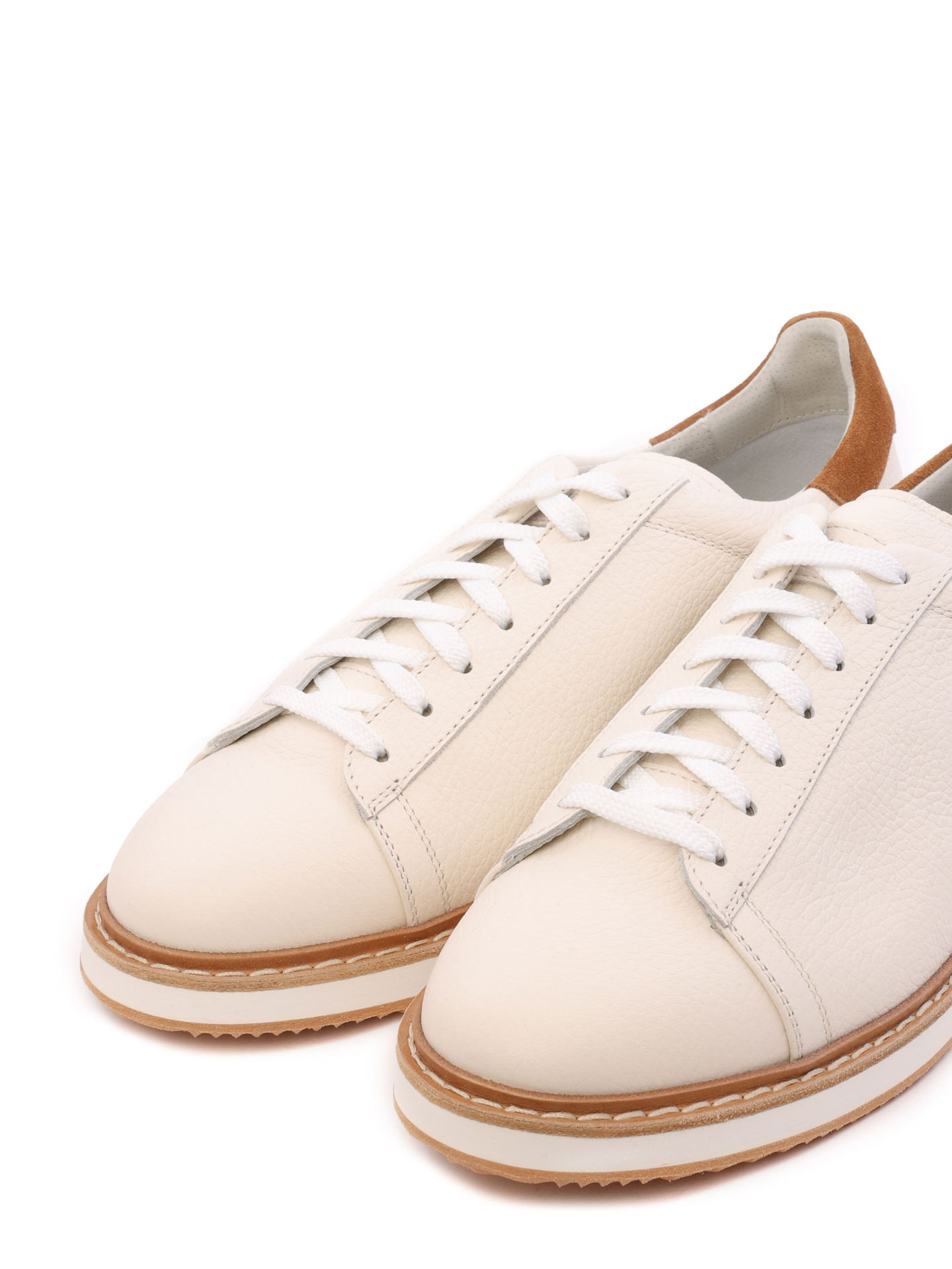 Кеды Brunello Cucinelli MZUALB2192 CLT57 кремовые мужские из кожи — купить в интернет-магазине Verdistore