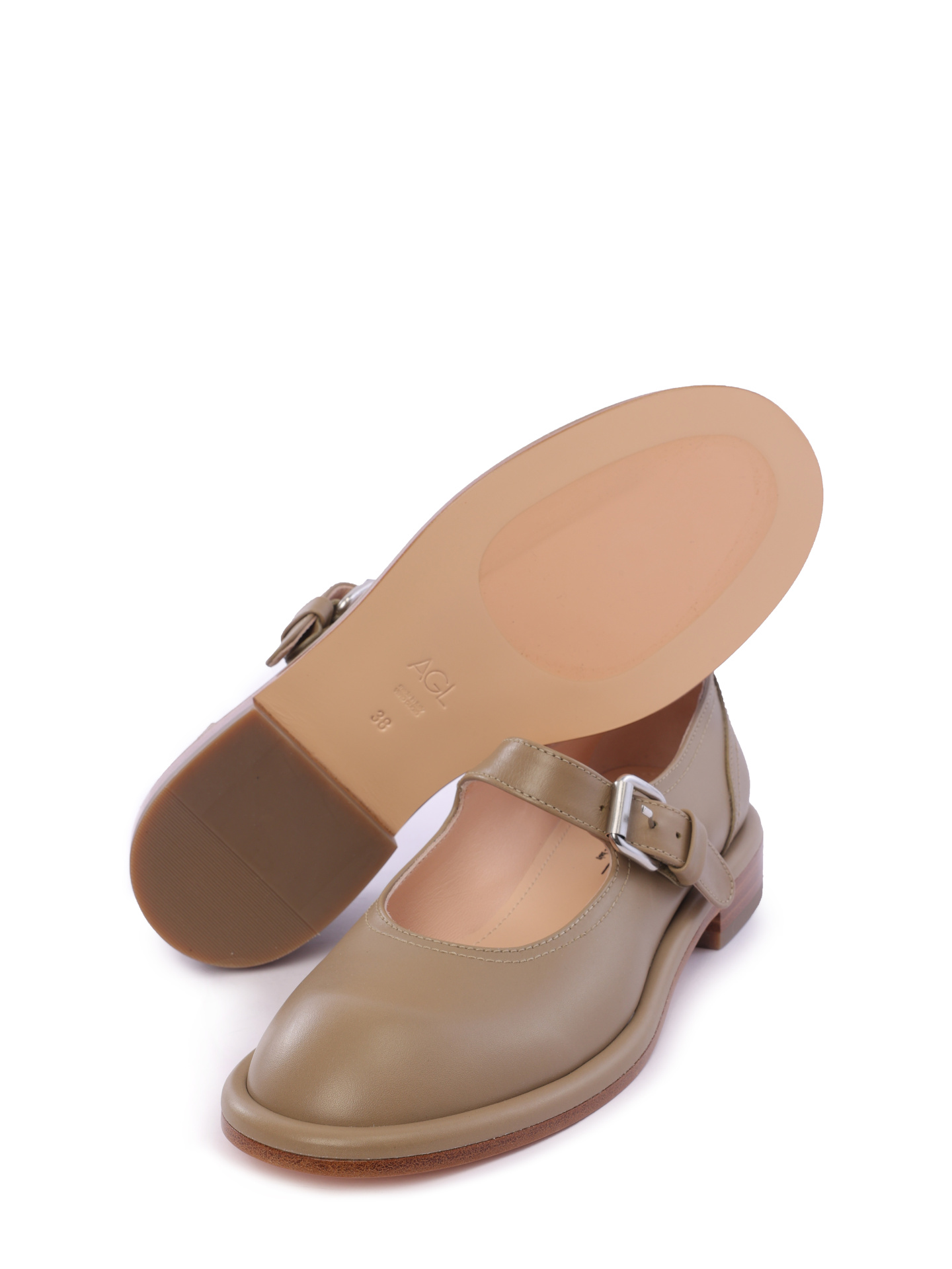 Туфли AGL D763003PCWALDI 0411 хаки женские с пряжкой — купить в интернет-магазине Verdistore