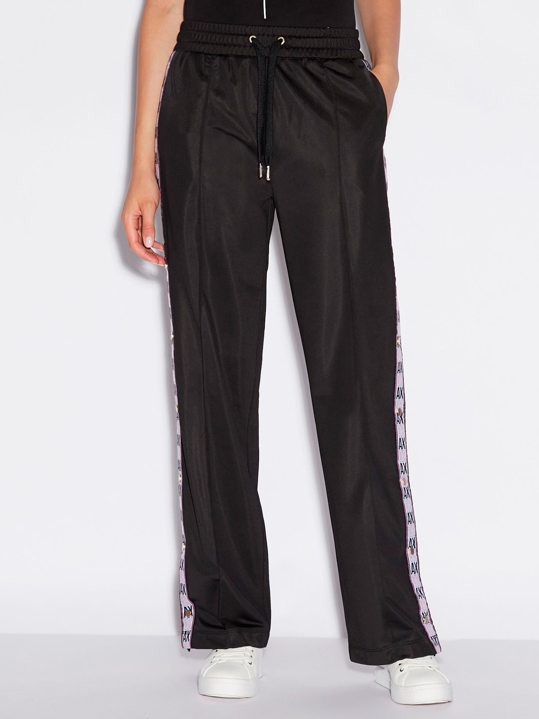 Брюки спортивные Armani Exchange 6GYP86 1200 черные женские с лампасами — купить в интернет-магазине Verdistore