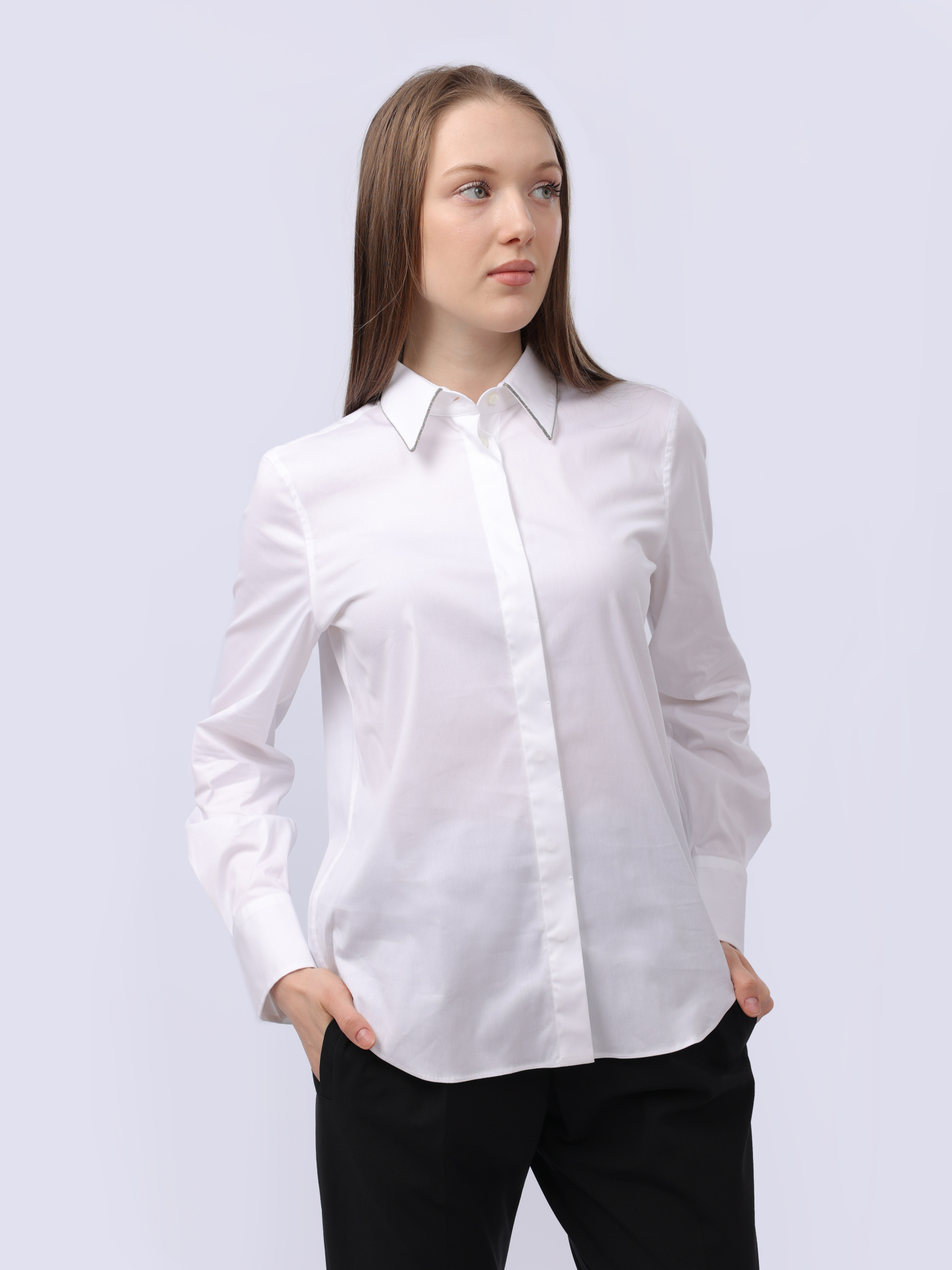 Рубашка Brunello Cucinelli M0091B1367 C159 белая женская — купить в интернет-магазине Verdistore