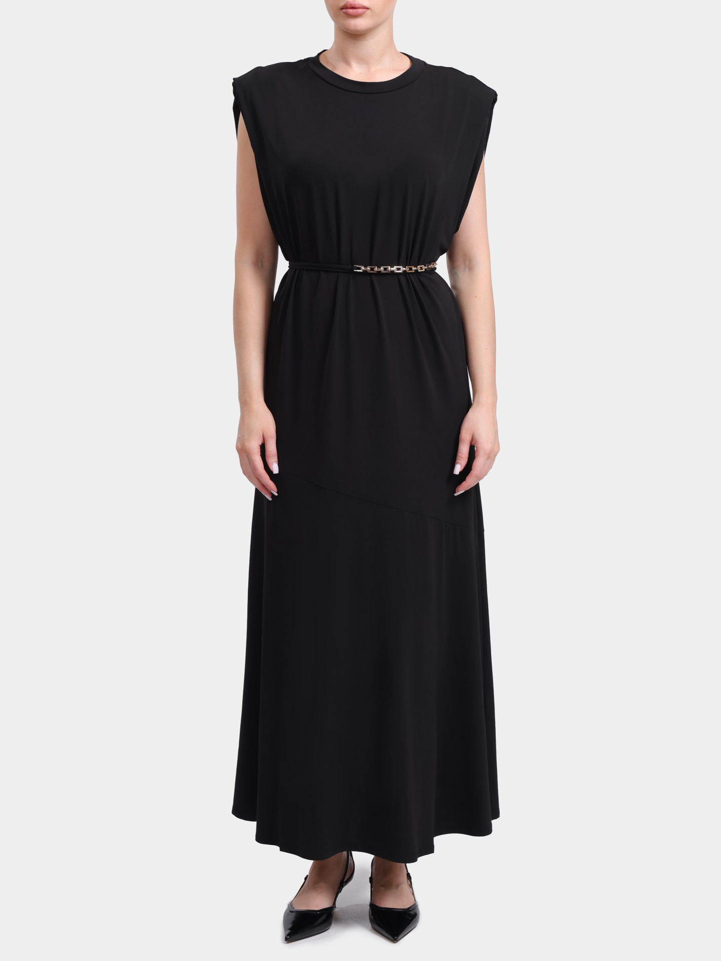 Платье Pinko 106493 A32D Z99 черное женское с акцентными плечами — купить в интернет-магазине Verdistore