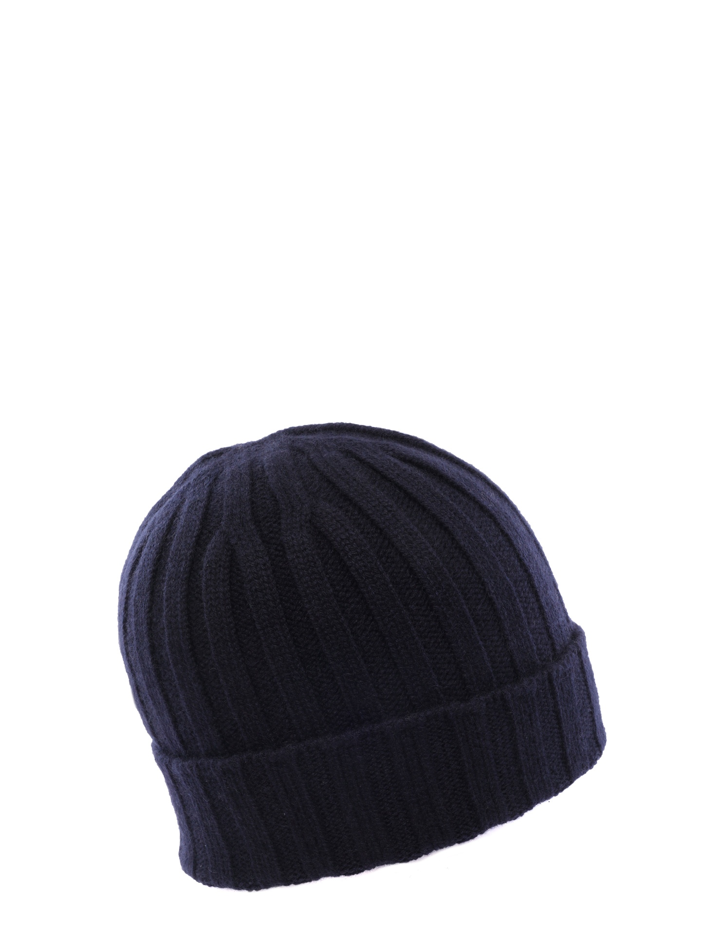 Шапка темно-синя с отворотом с ребристой текстурой — купить в интернет-магазине Verdistore