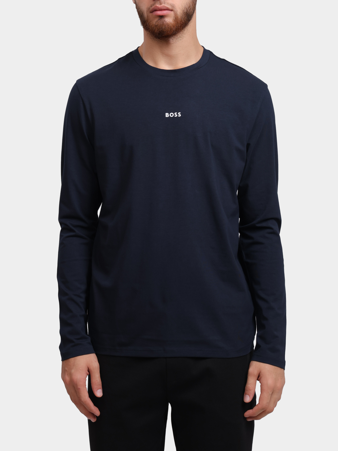 Лонгслив Boss 50473286 404 хлопковый мужской с логотипом — купить в интернет-магазине Verdistore