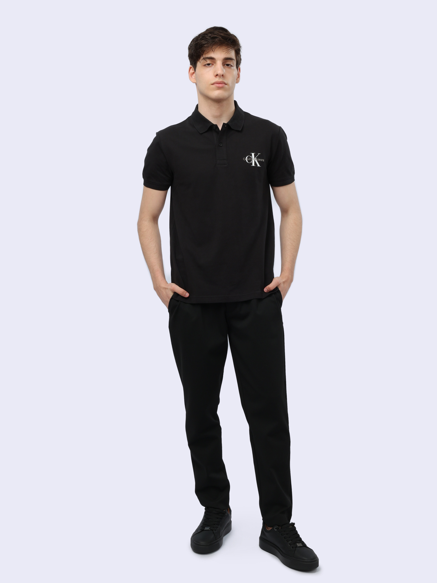 Поло Calvin Klein Jeans J30J323395 черное мужское из хлопка — купить в интернет-магазине Verdistore