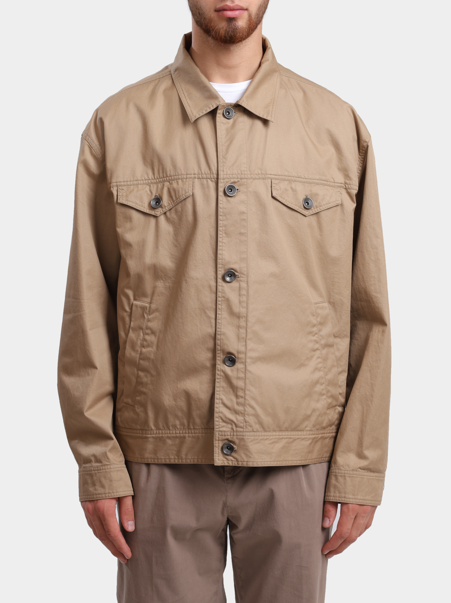 Куртка GI000328U 13211 2105 бежевая мужская с логотипом на рукаве — купить в интернет-магазине Verdistore