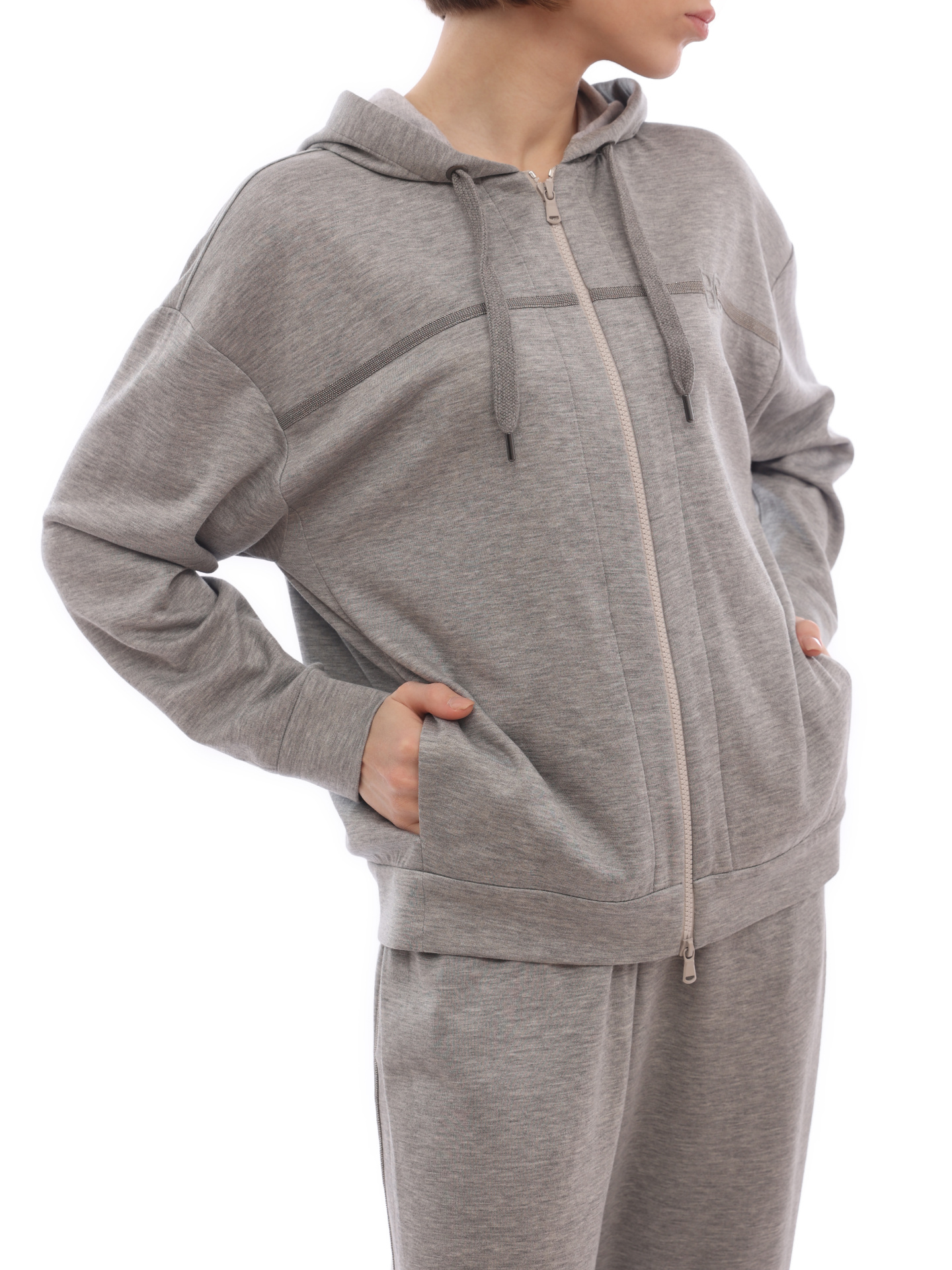 Толстовка Brunello Cucinelli MD828BN406 C571 серая женская — купить в интернет-магазине Verdistore