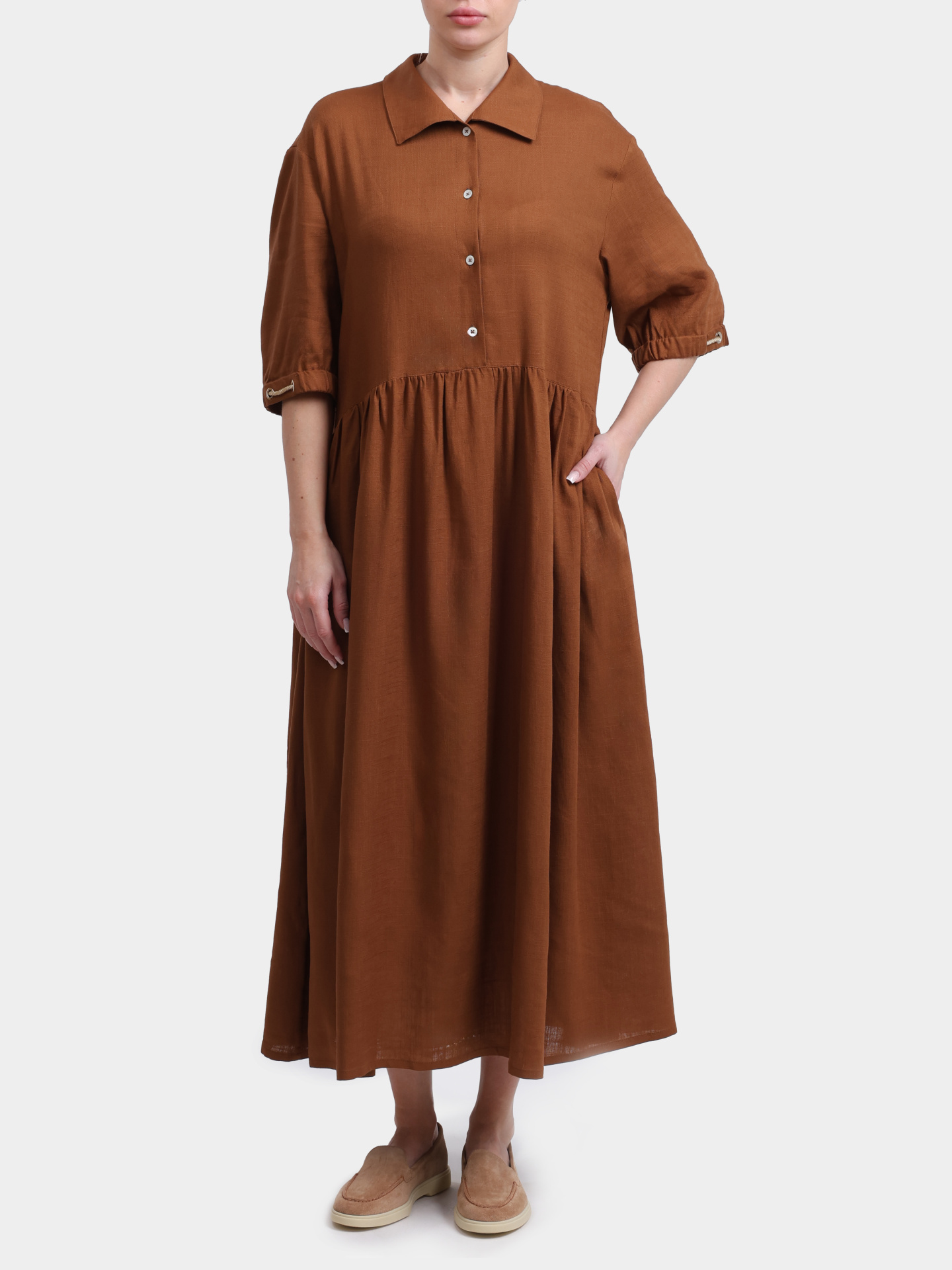 Платье Herno AB000077D 12689 2240 терракотовое прямого кроя — купить в интернет-магазине Verdistore