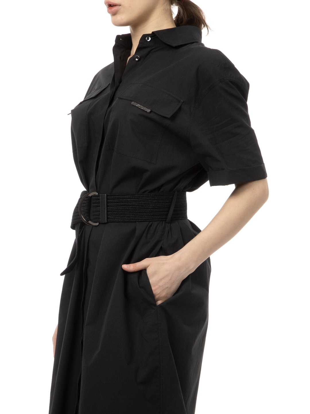 Платье Brunello Cucinelli MH127AFM24 C101 хлопковое женское с поясом — купить в интернет-магазине Verdistore