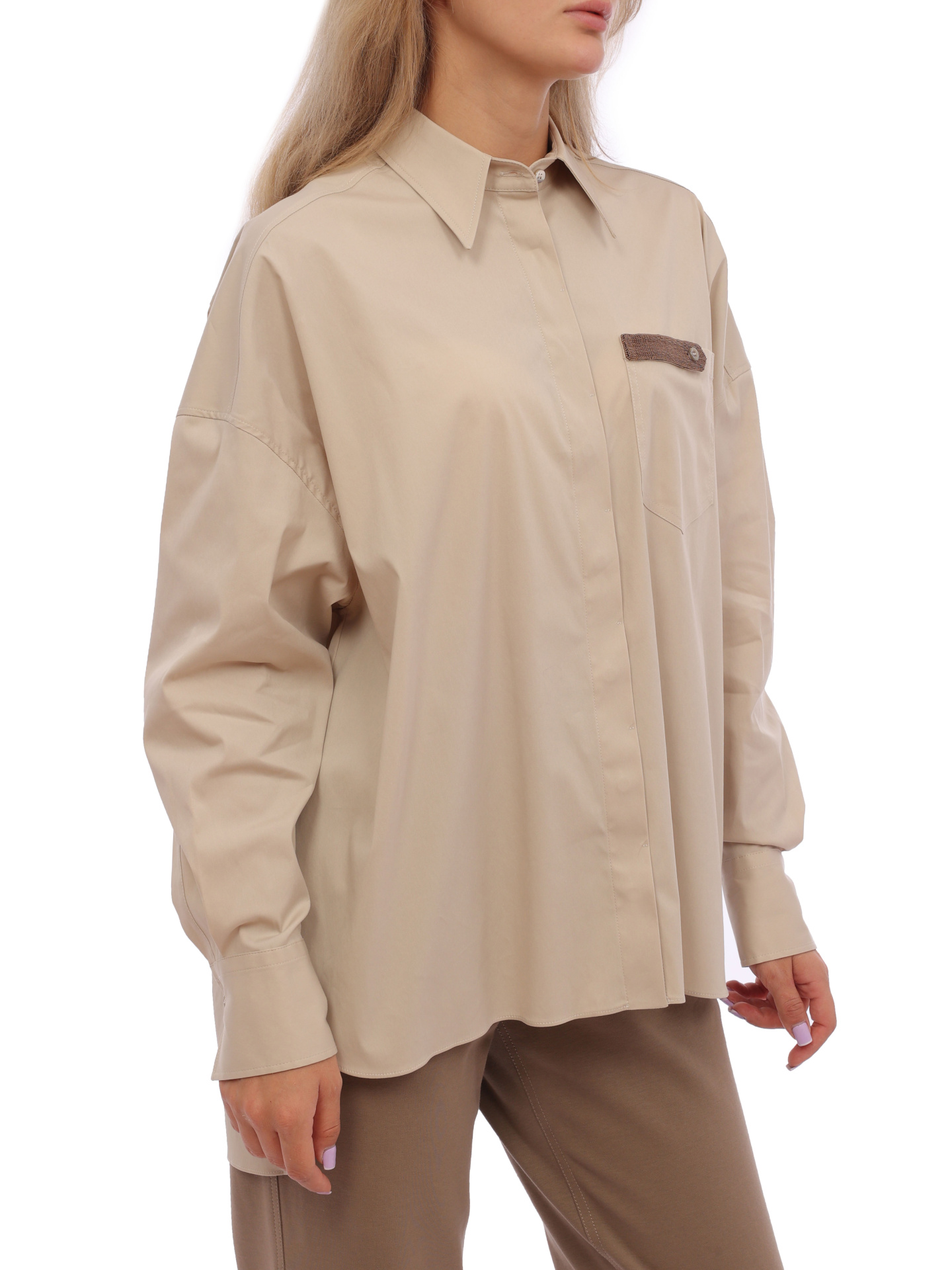 Рубашка Brunello Cucinelli M0091B1262 C7498 хлопковая женская — купить в интернет-магазине Verdistore