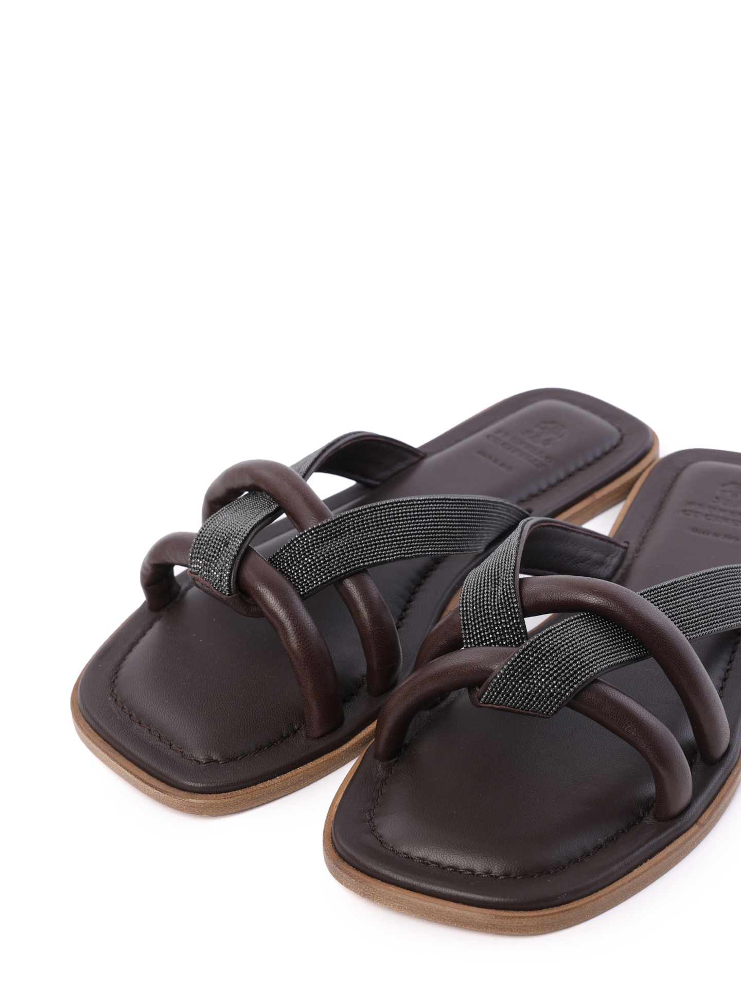 Тапки Brunello Cucinelli MZNACB1109 C8279 кожаные женские — купить в интернет-магазине Verdistore