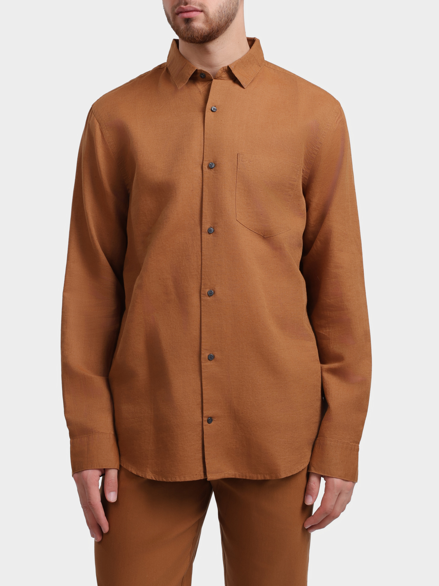 Рубашка Calvin Klein K10K114488 GYM коричневая мужская — купить в интернет-магазине Verdistore