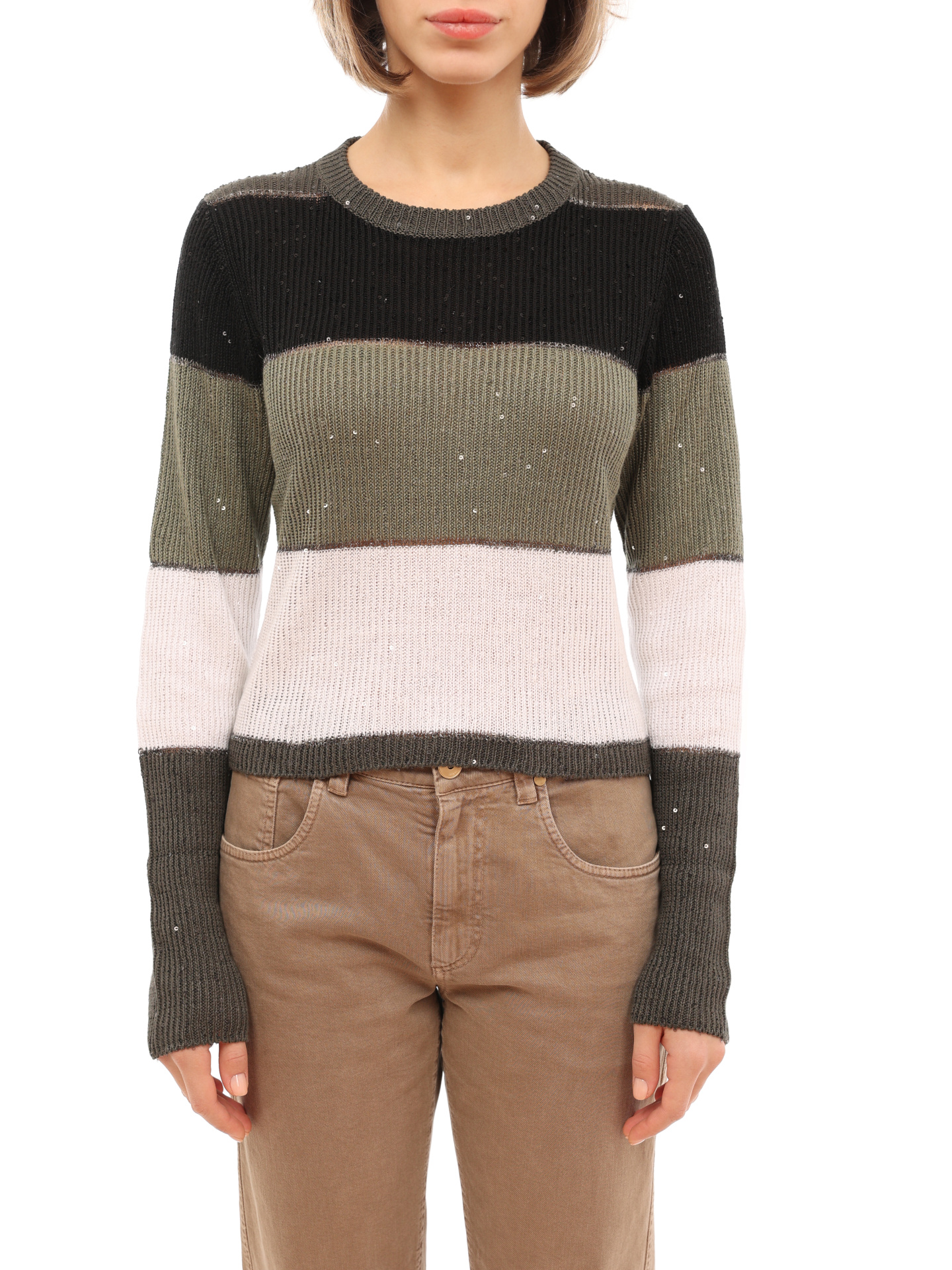 Джемпер Brunello Cucinelli M10521500 полосатый женский — купить в интернет-магазине Verdistore